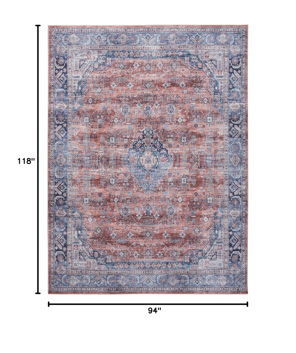 Nourison Washable Brilliance 7'10" x 9'10" Blue/Multi Vintage Indoor Rug