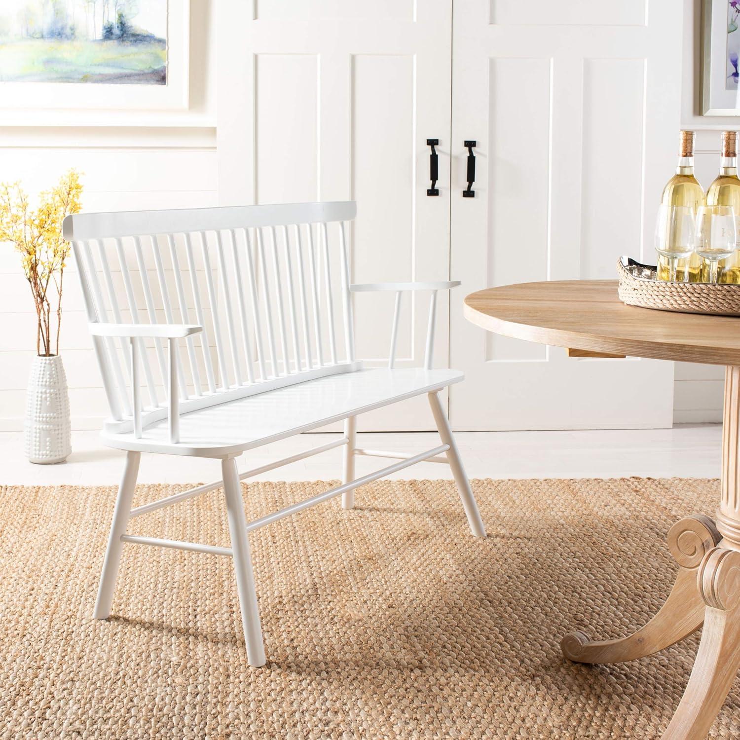 SAFAVIEH Addison Contemporary Solid Spindle back Settee, White