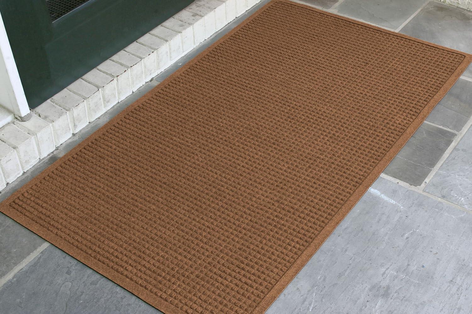 M + A Matting M+A Matting WaterHog Squares Fashion Mat Universal Cleated 3' x 5' Dark Brown