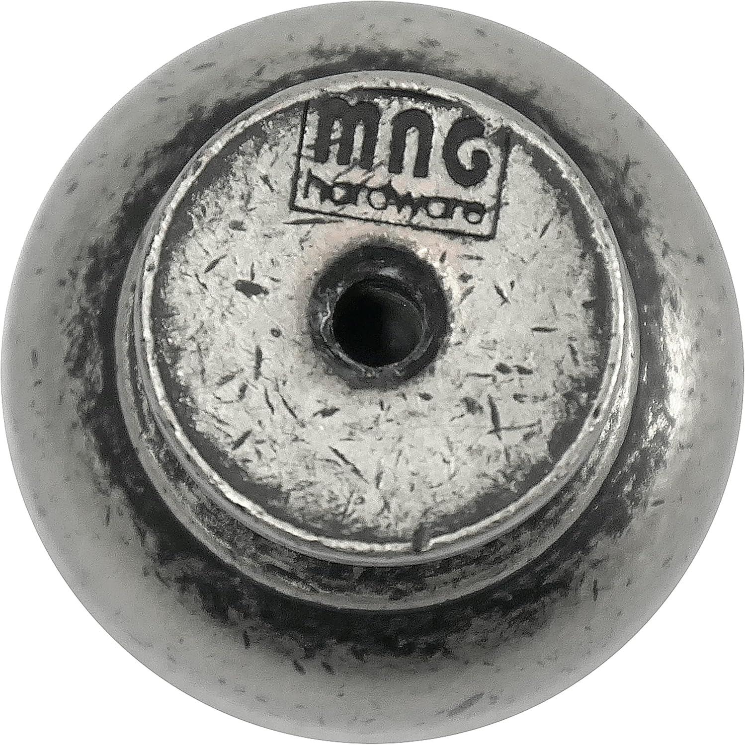 Distressed Pewter Round Metal Cabinet Knob with Mounting Hardware