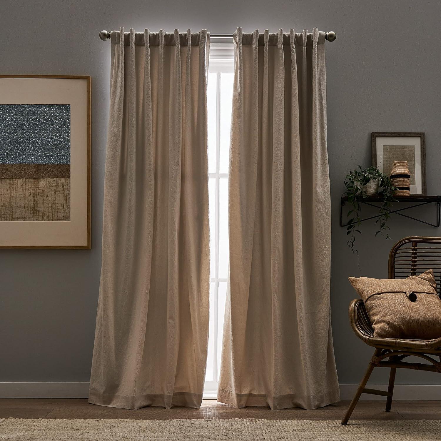 Cotton Blend Room Darkening Curtains / Drapes Pair