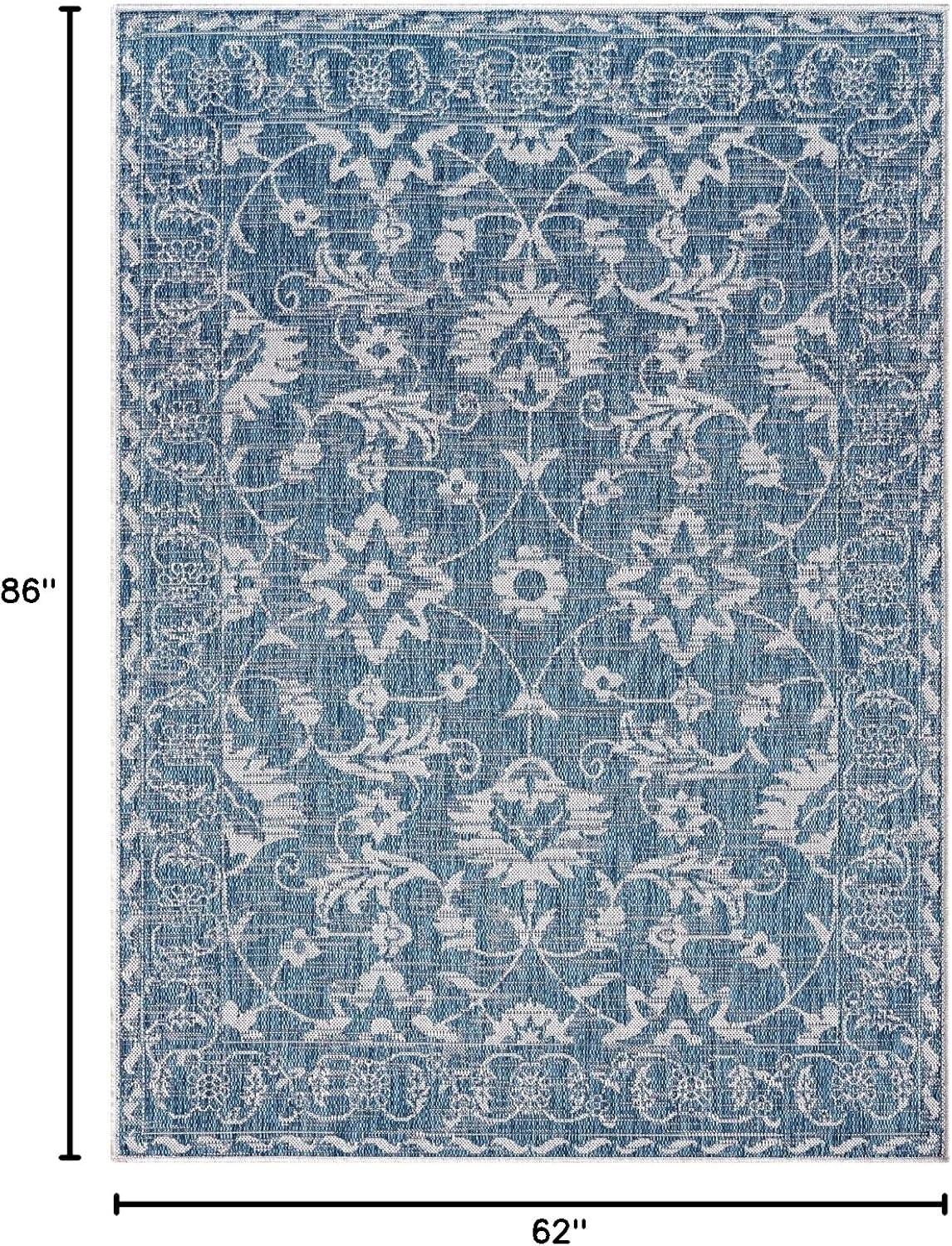 5'2" x 7'2" Country Ayala Indoor/Outdoor Rug Aqua Blue - Nicole Miller: UV & Weather-Resistant, Woven