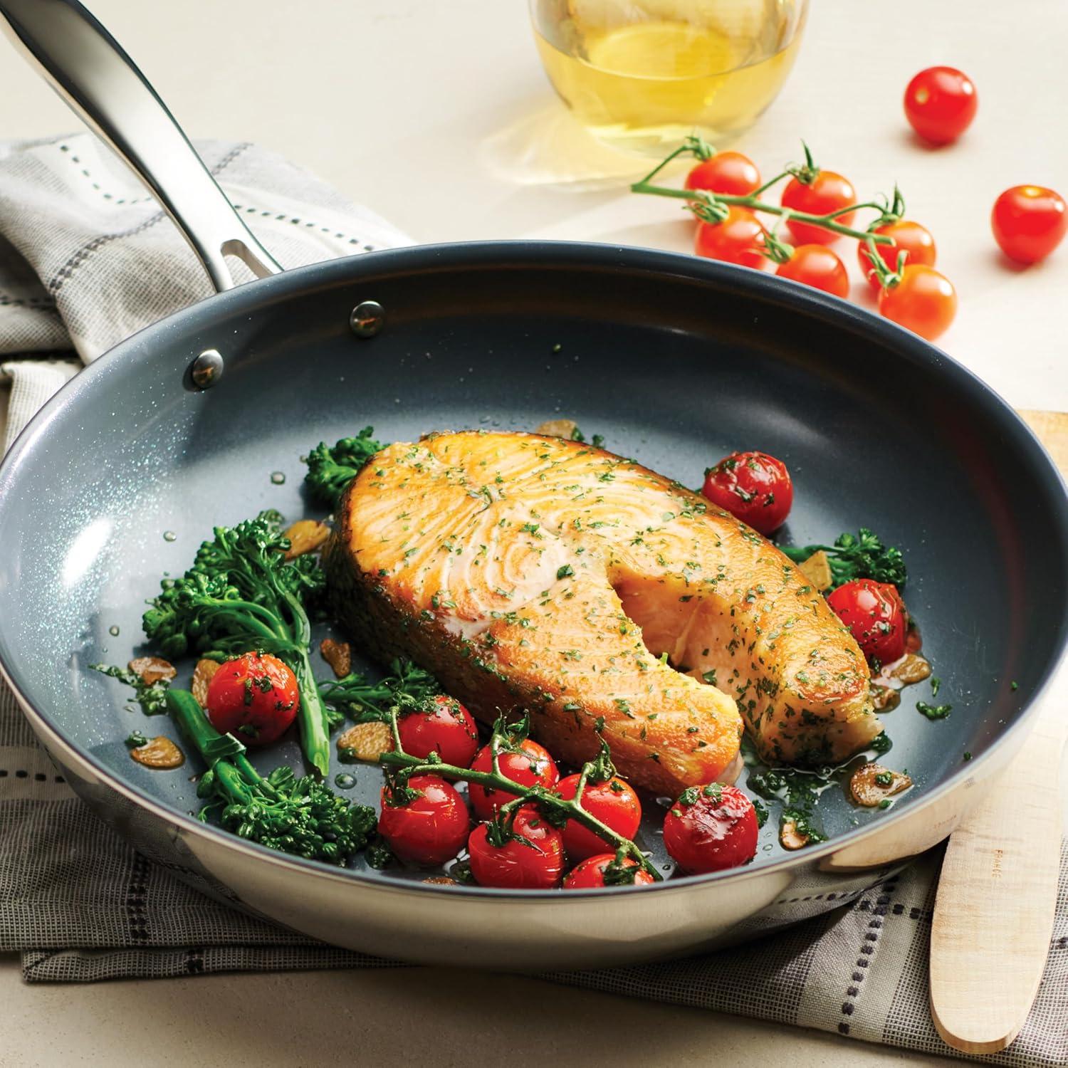 Tramontina Tramontina Signature Tri-Ply Clad Stainless Steel Frying Pan with Ceramic Non Stick Interior