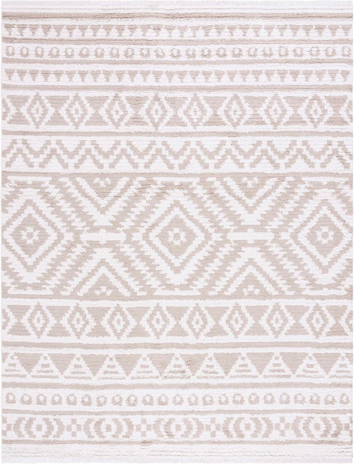 Nomadic Boho-Mod Augustine 8' x 10' Ivory/Beige Synthetic Rug