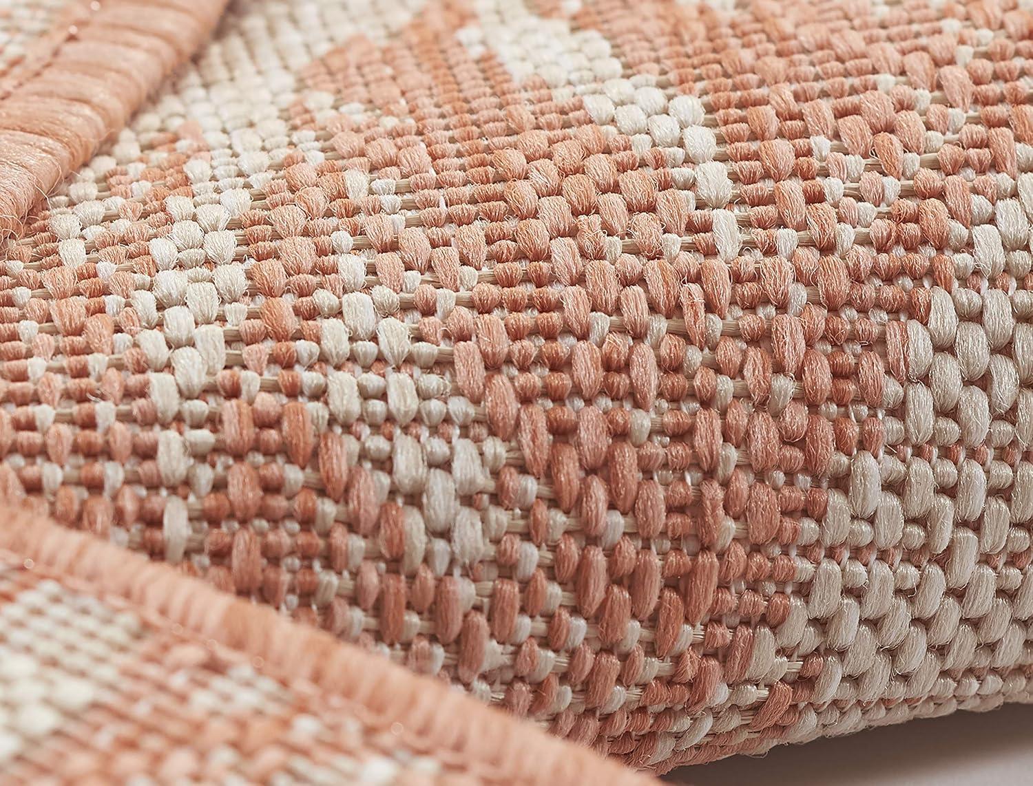 Momeni 6'6"x9' Riviera Grayson Area Rug Coral: Geometric Pattern, Indoor/Outdoor, Low Pile, Polypropylene, Machine Made