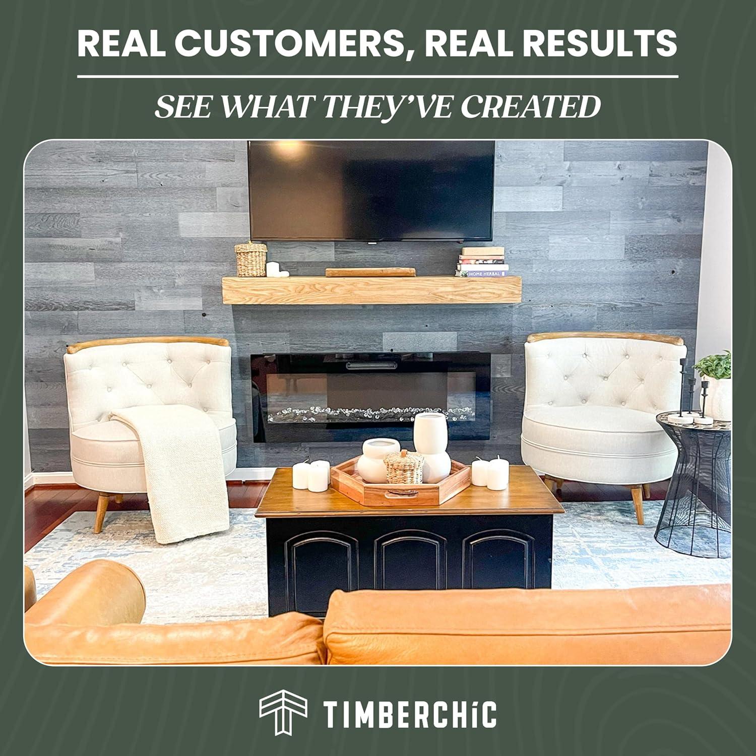 Timberchic River Reclaimed Wooden Wall planks - Simple Peel & Stick Wall Covering Application for DIY Accent Wall & Home Improvement - Modern, Premium Wall Paneling