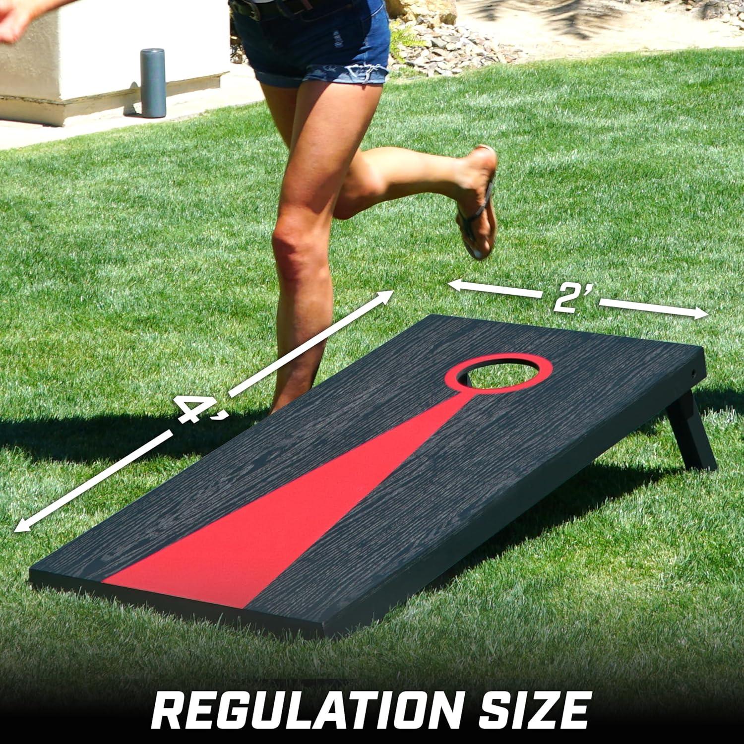 Regulation Size Dark Wood Cornhole Set with Bean Bags