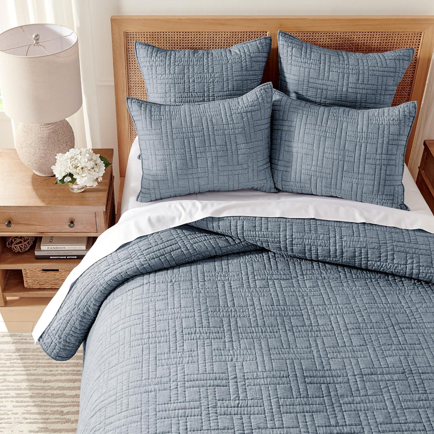 Melange Stitch White Euro Sham Set of 2 - Levtex Home
