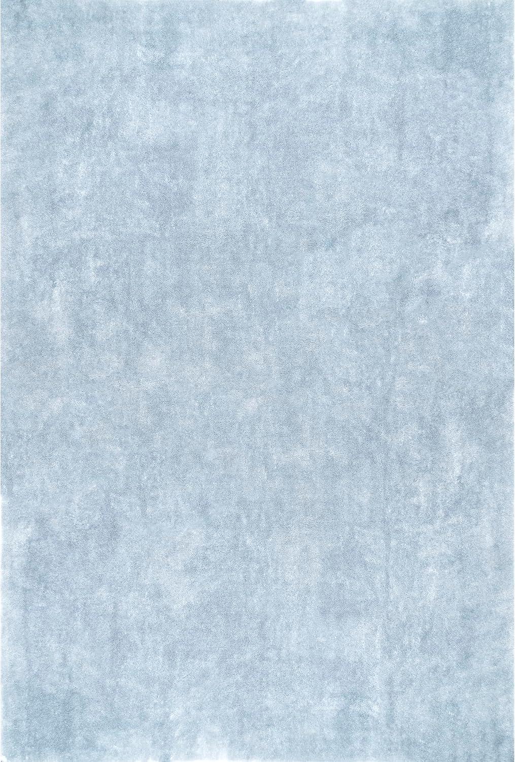 Nuloom Loni Solid 3x5 Machine Washable Accent Shag Indoor Area Rug for Living Room Bedroom Dining Room Nursery Entryway, Light Blue/Ivory