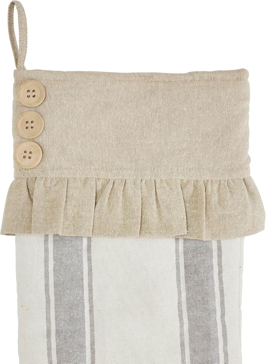 VHC Brands Grace Grain Sack Stripe Ruffled Stocking 12x20