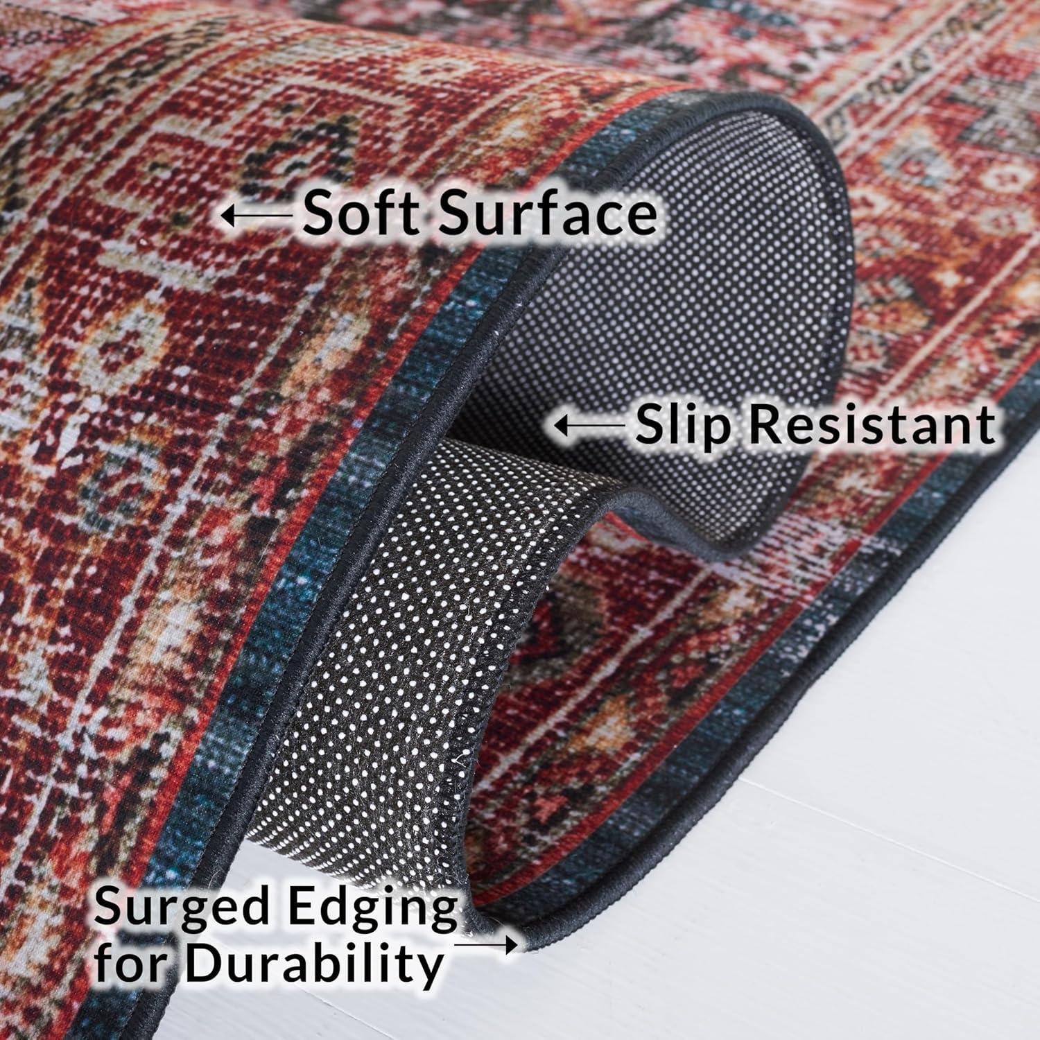 Tucson TSN114 Power Loomed Machine Washable Area Rug - Rust/Green - 6'x6' - Safavieh.