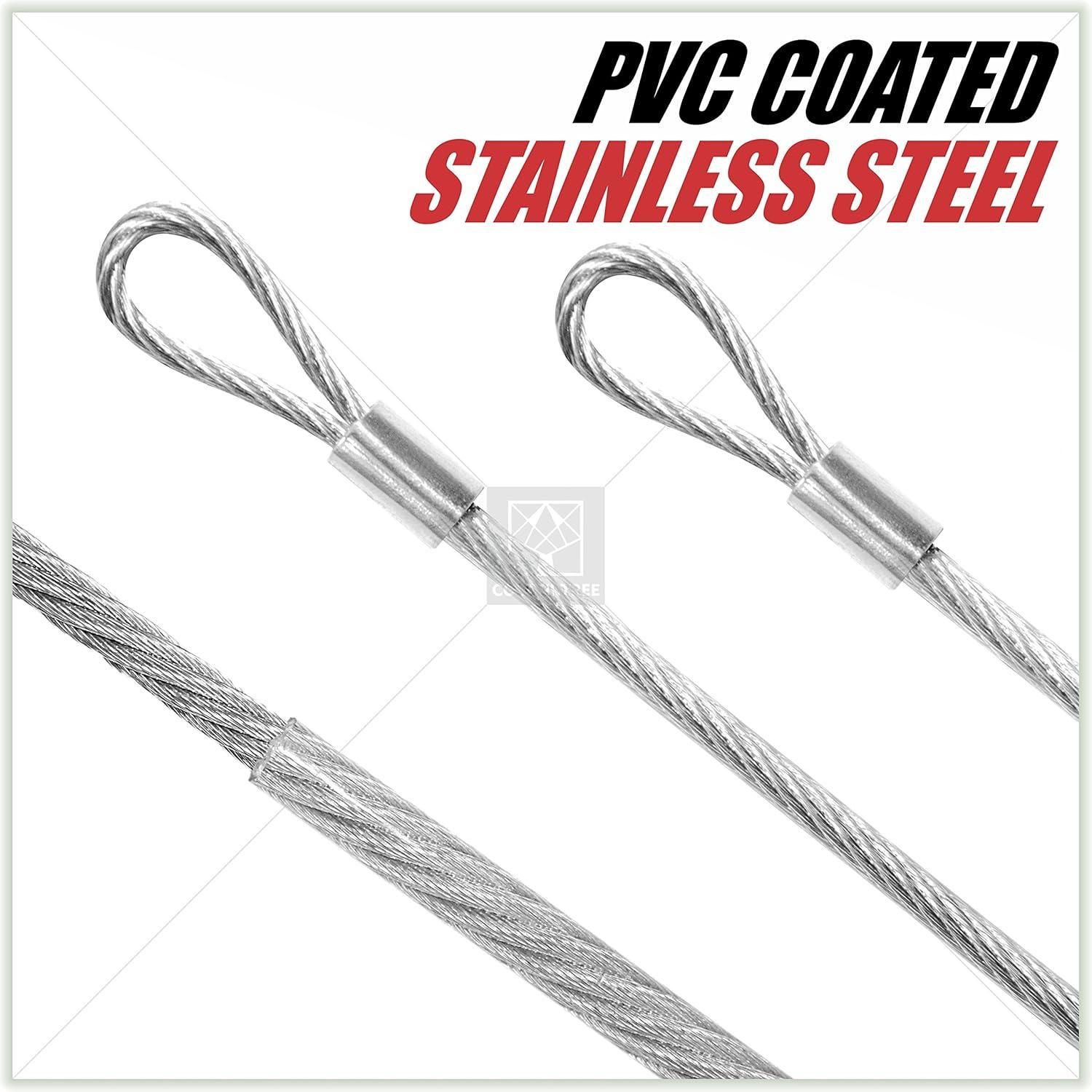 ColourTree 36ft x 12ft Silver Triangle Wire Cable Ropes, for Sun Shade Canopy