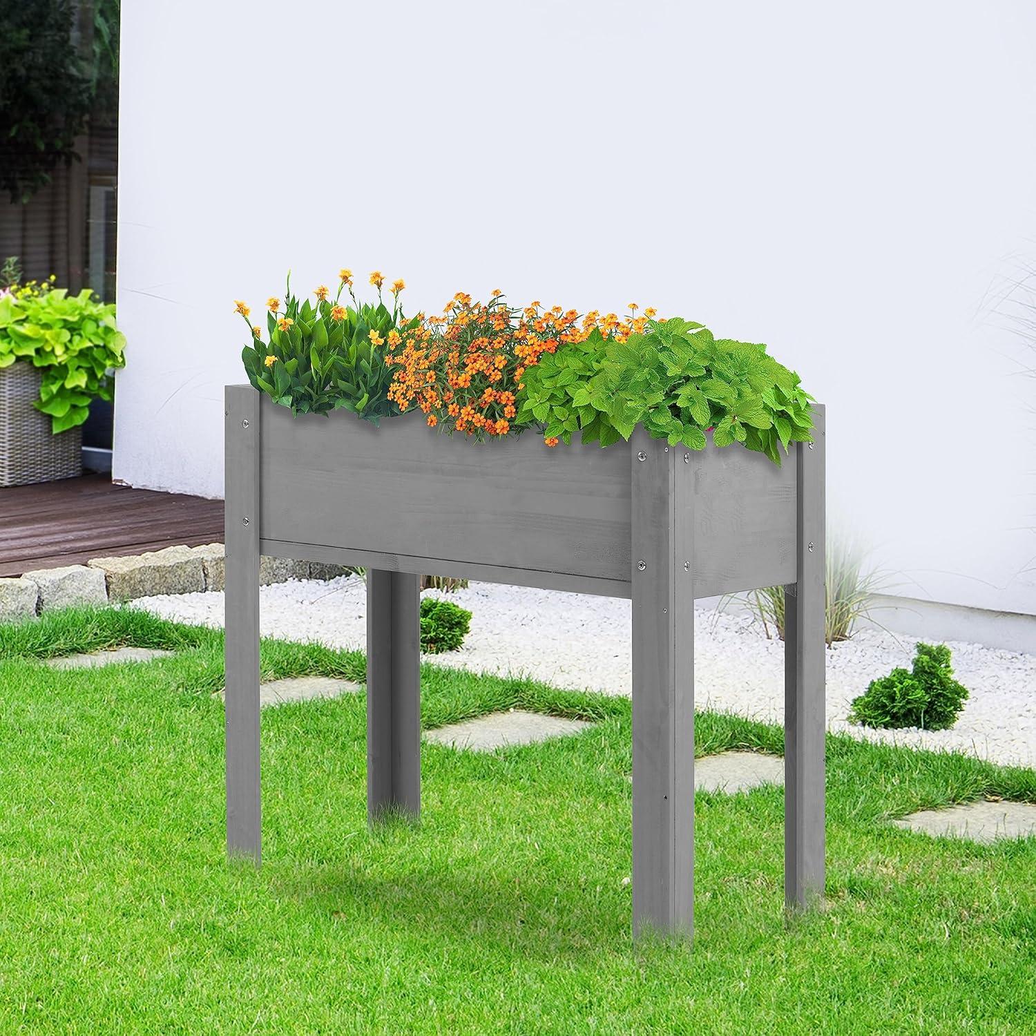 Raised Garden Bed With Legs (31X16x31''), Solid Wood Elevated Planter Box For Outdoor