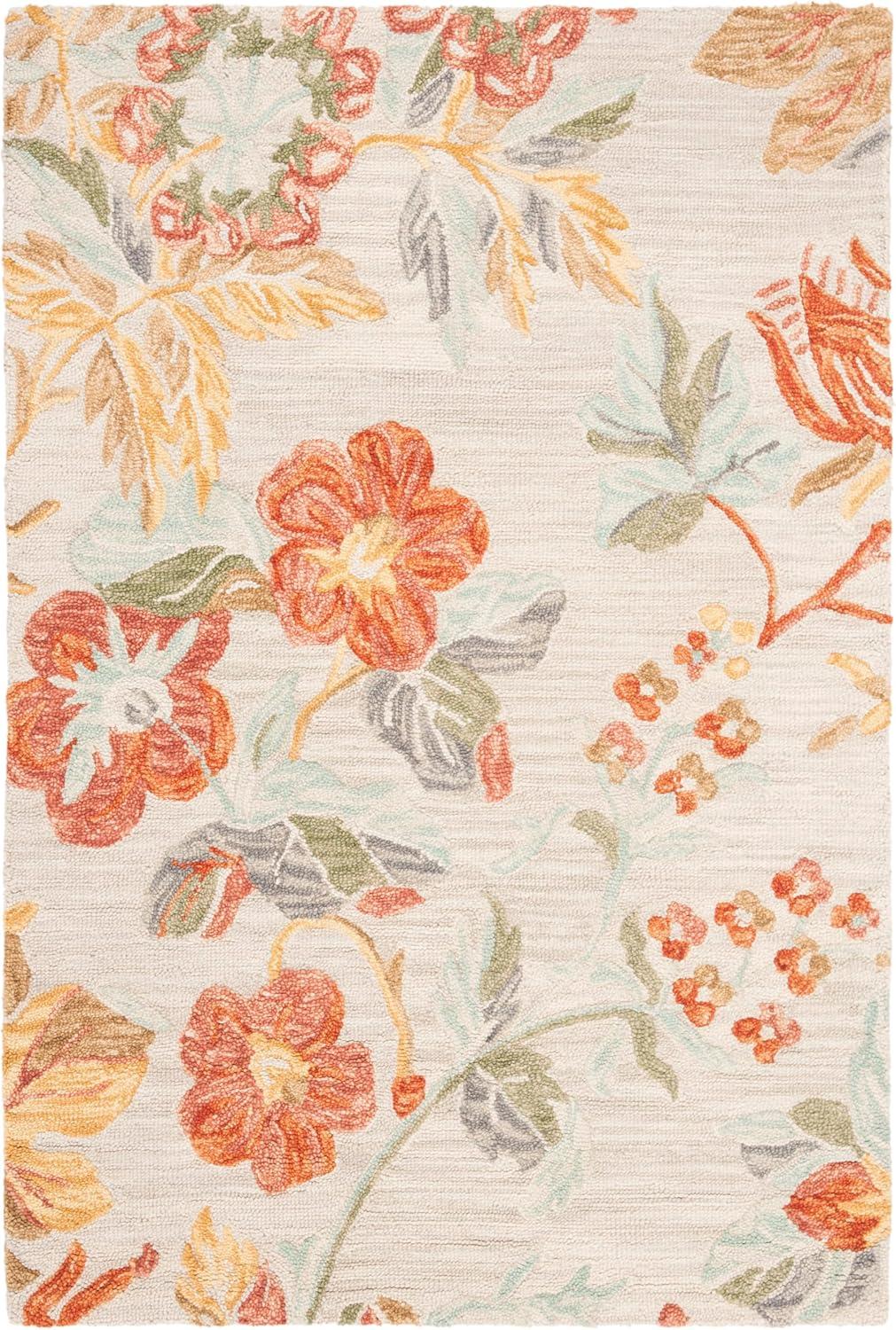 Blossom BLM458 Hand Tufted Area Rug - Grey/Red - 6'x9' - Safavieh.