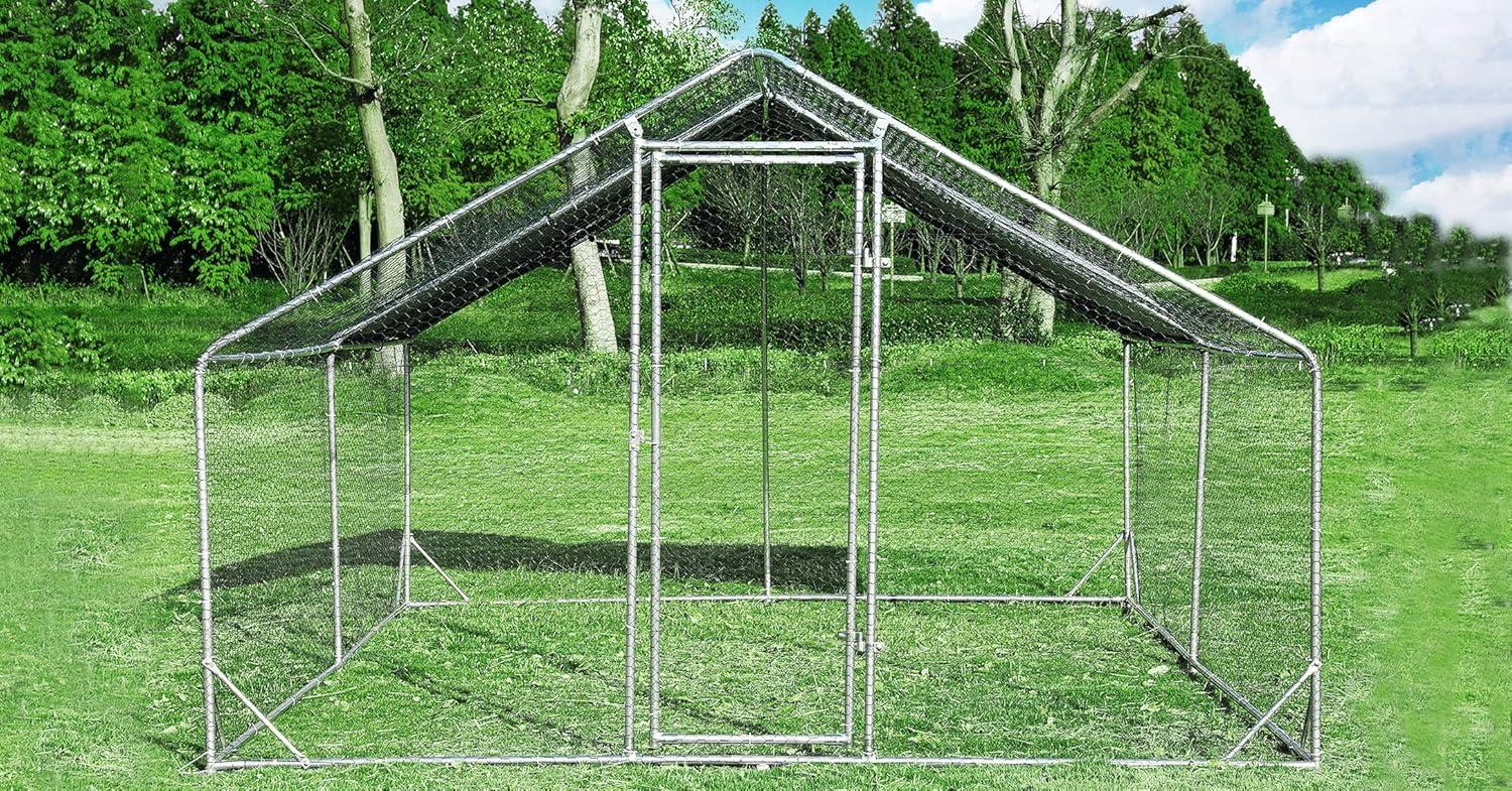 Tolead Large Metal Chicken Coop Upgrade Tri-Supporting Wire Mesh Chicken Run,Chicken Pen with Water-Resident and Anti-UV Cover,Duck Rabbit House Outdoor