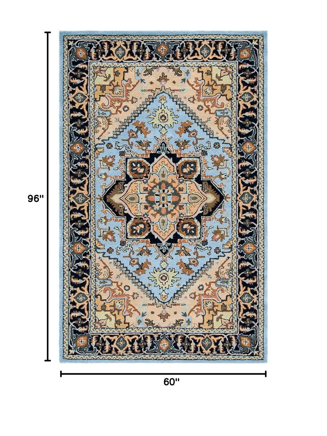 Heritage HG625 Handmade Area Rug - 5'x8' - Blue/Light Brown - Safavieh