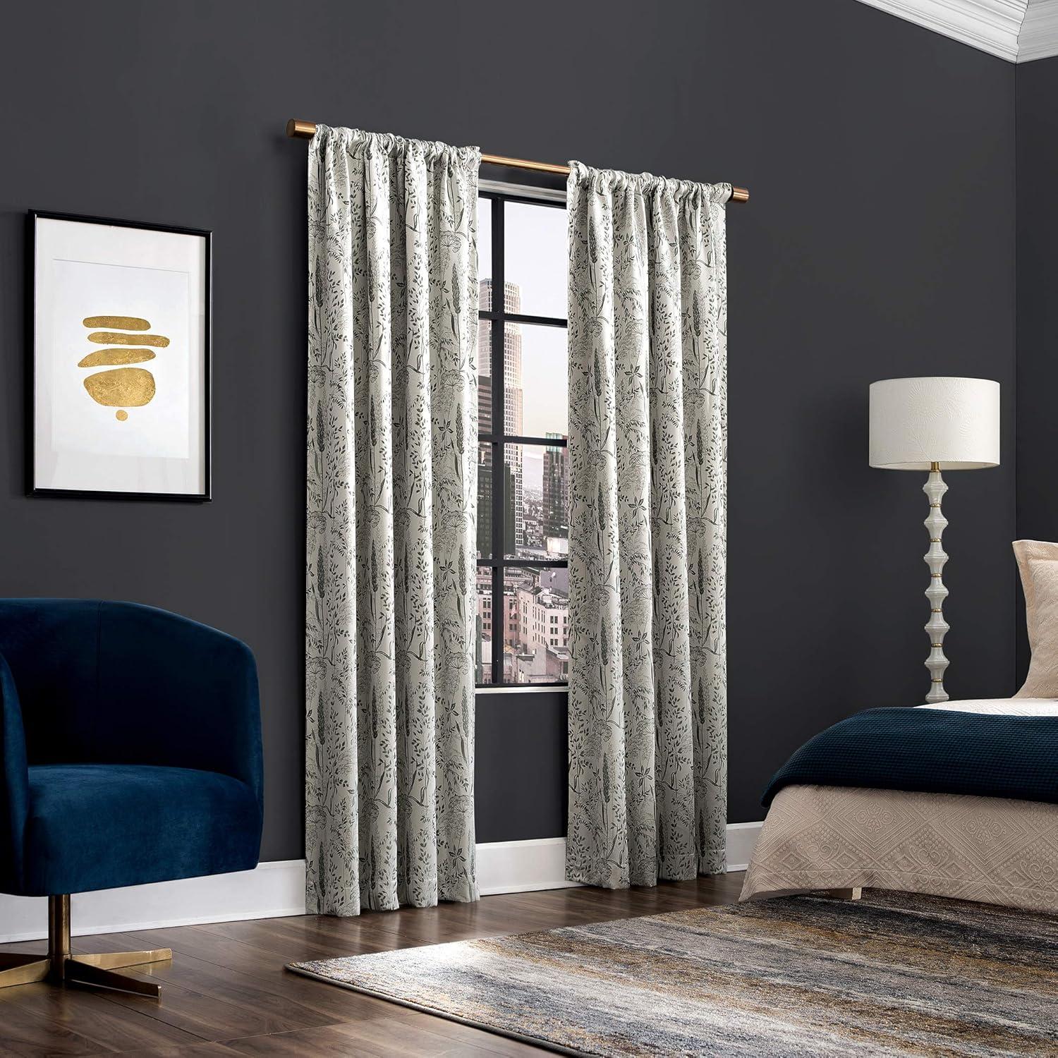 Scott Living Scott Living Aubry Shimmering Floral 100% Blackout Back Tab Curtain Panel