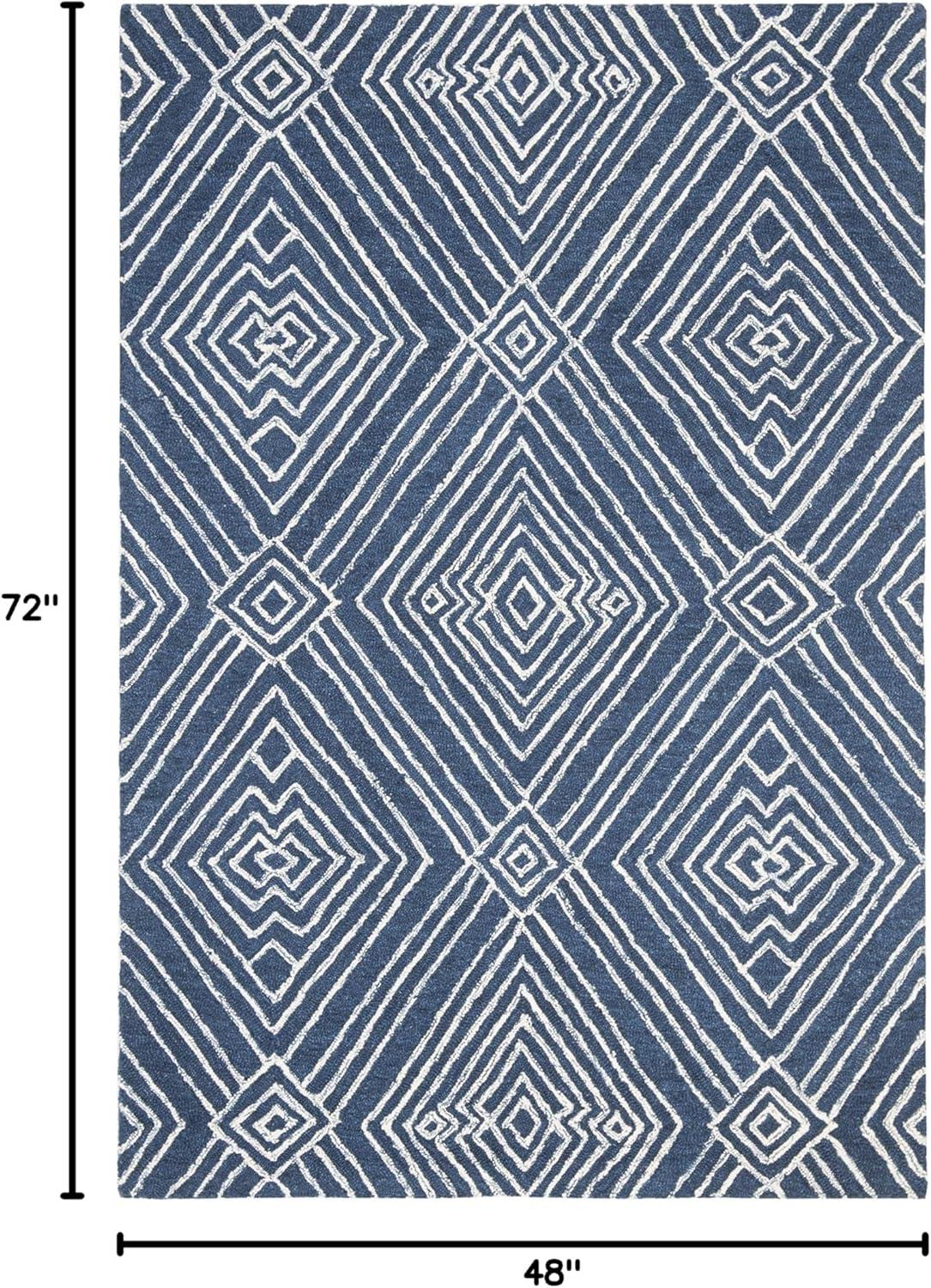 Micro-Loop MLP608 Hand Tufted Indoor Accent Rug - Navy/Ivory - 4'x6' - Safavieh