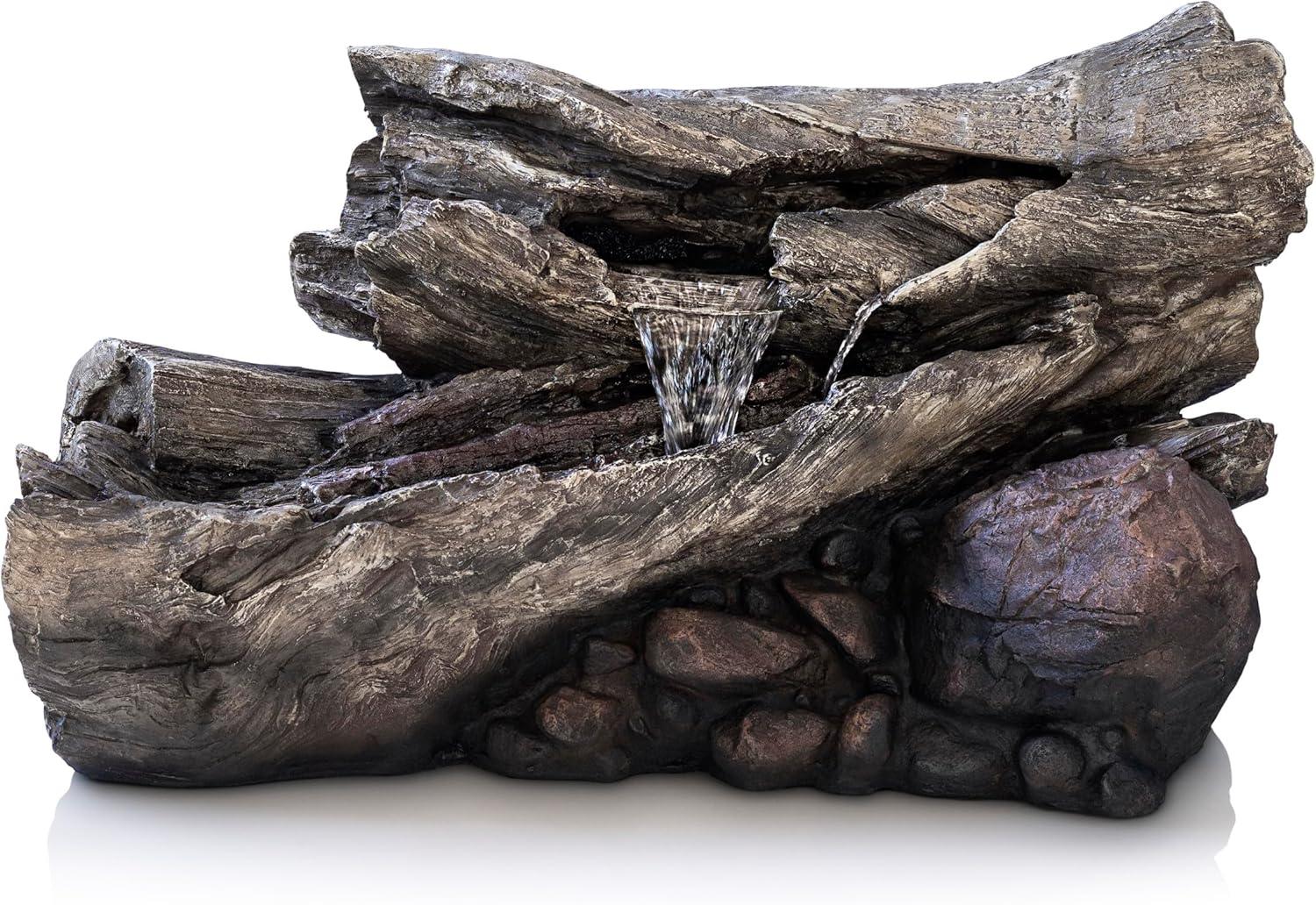 Brown 24" Rainforest Waterfall Logs with LED Lights