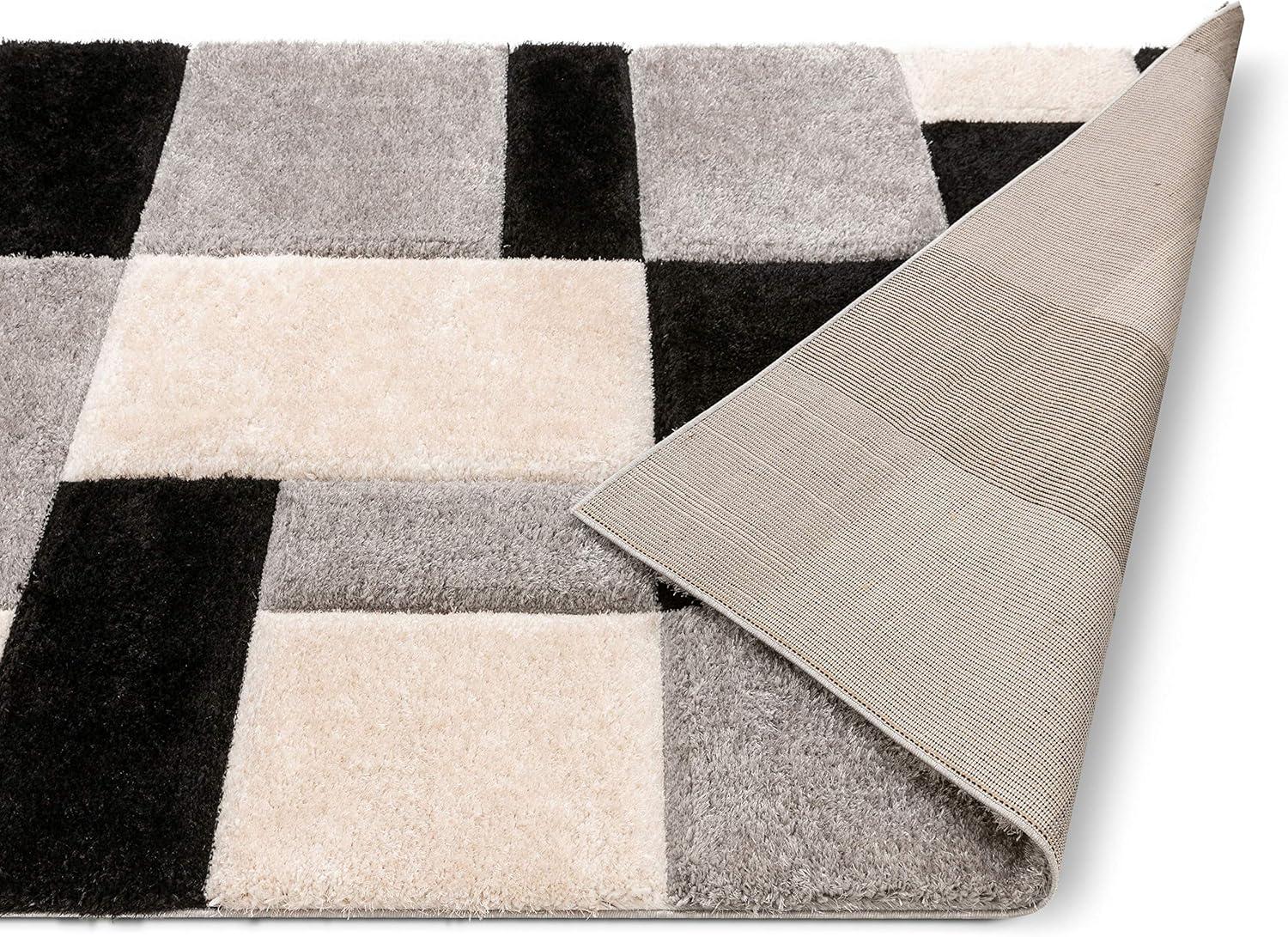 Well Woven Ella Geometric Boxes Thick Soft 3D Textured Shag 5'3" x 7'3" Blush Area Rug