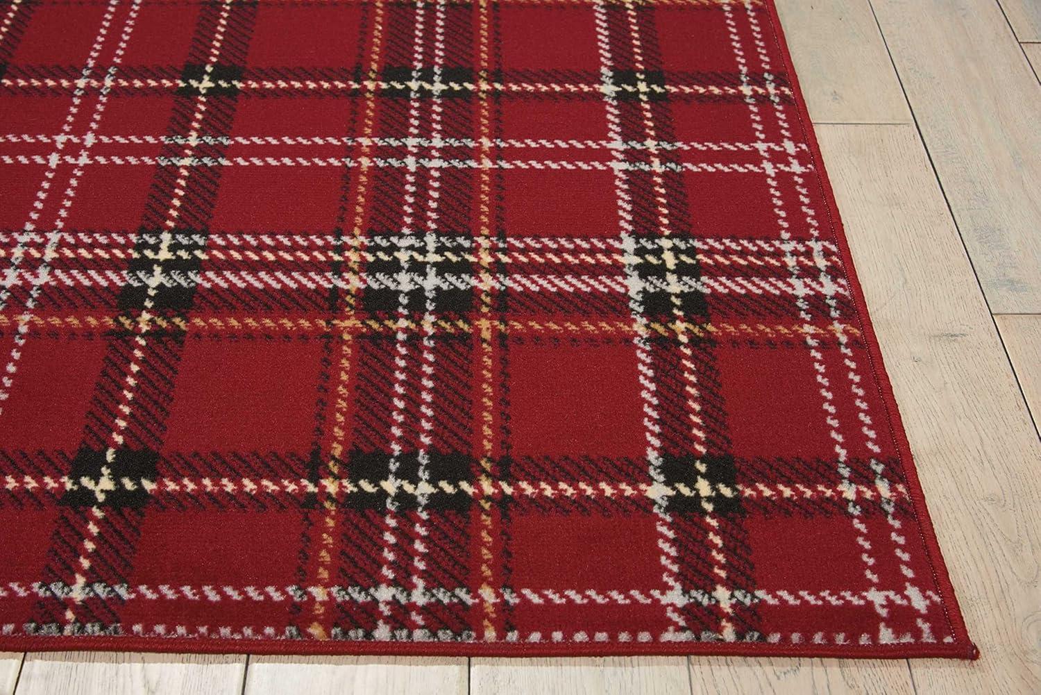 Nourison Grafix Plaid Red 5'3" x 7'3" Area Rug, (5x7)