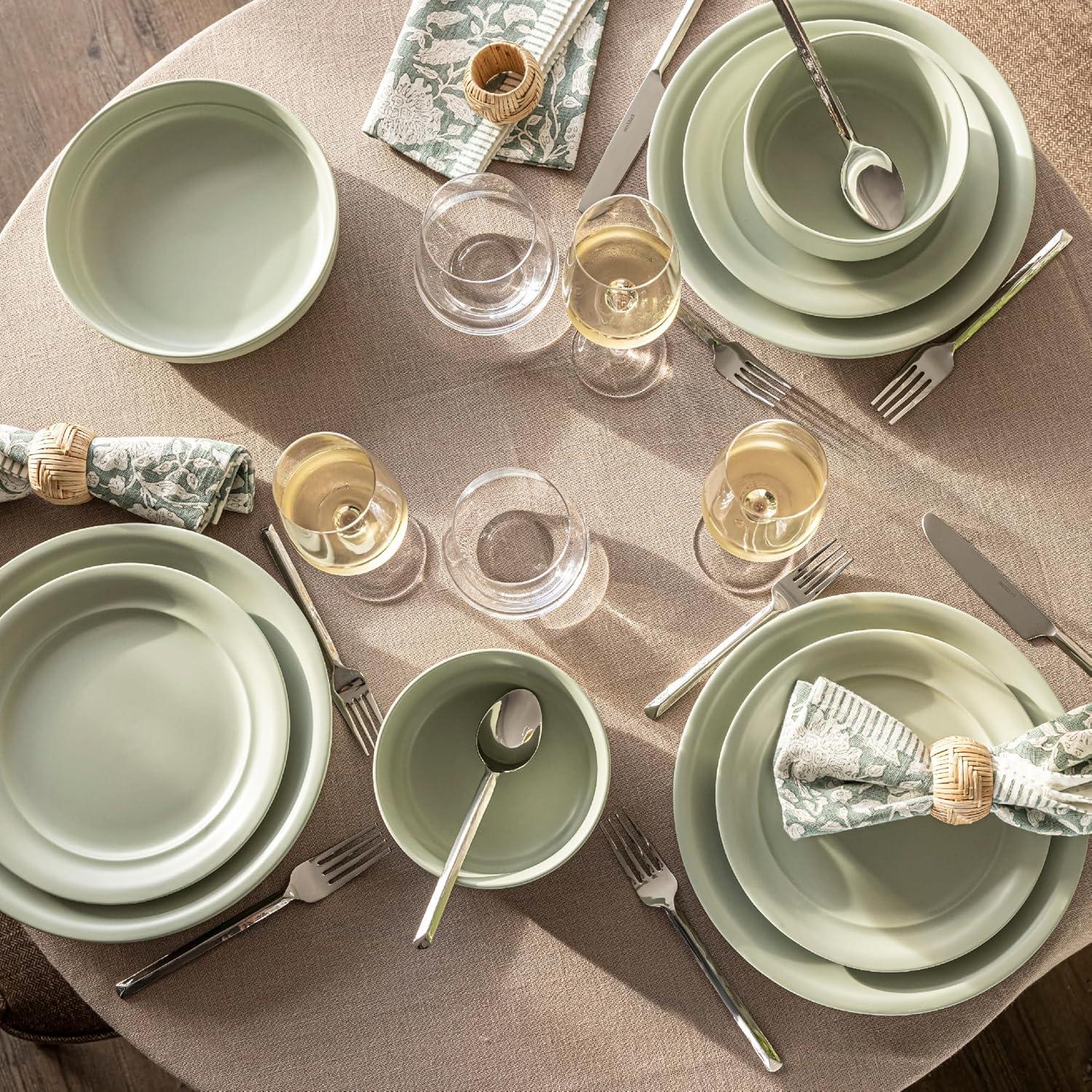 over&back Rimmed 16-Piece Semi Hand-Finished Stoneware Dinnerware Set, Service for 4