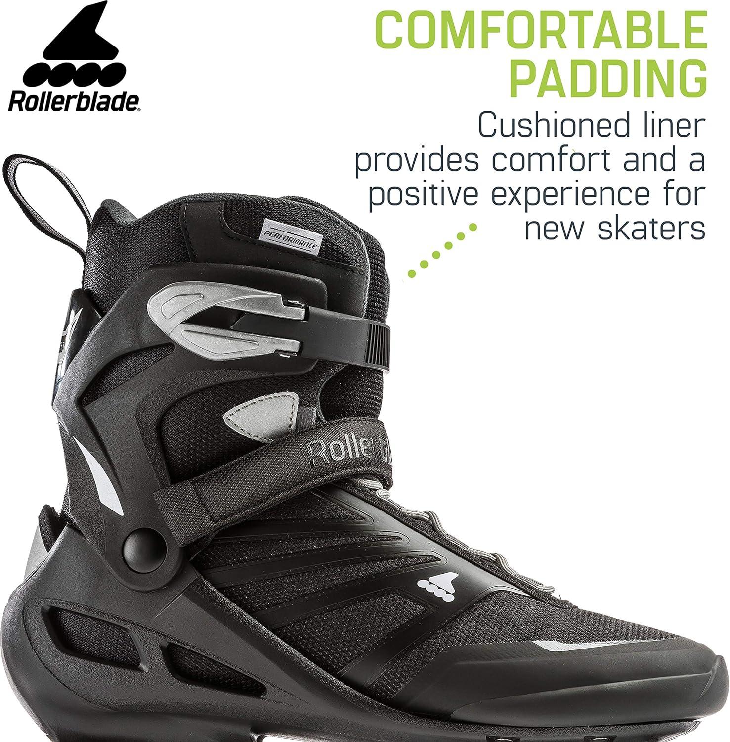 Rollerblade USA Zetrablade Mens Adult Size 12 Fitness Inline Skate, Black/Silver