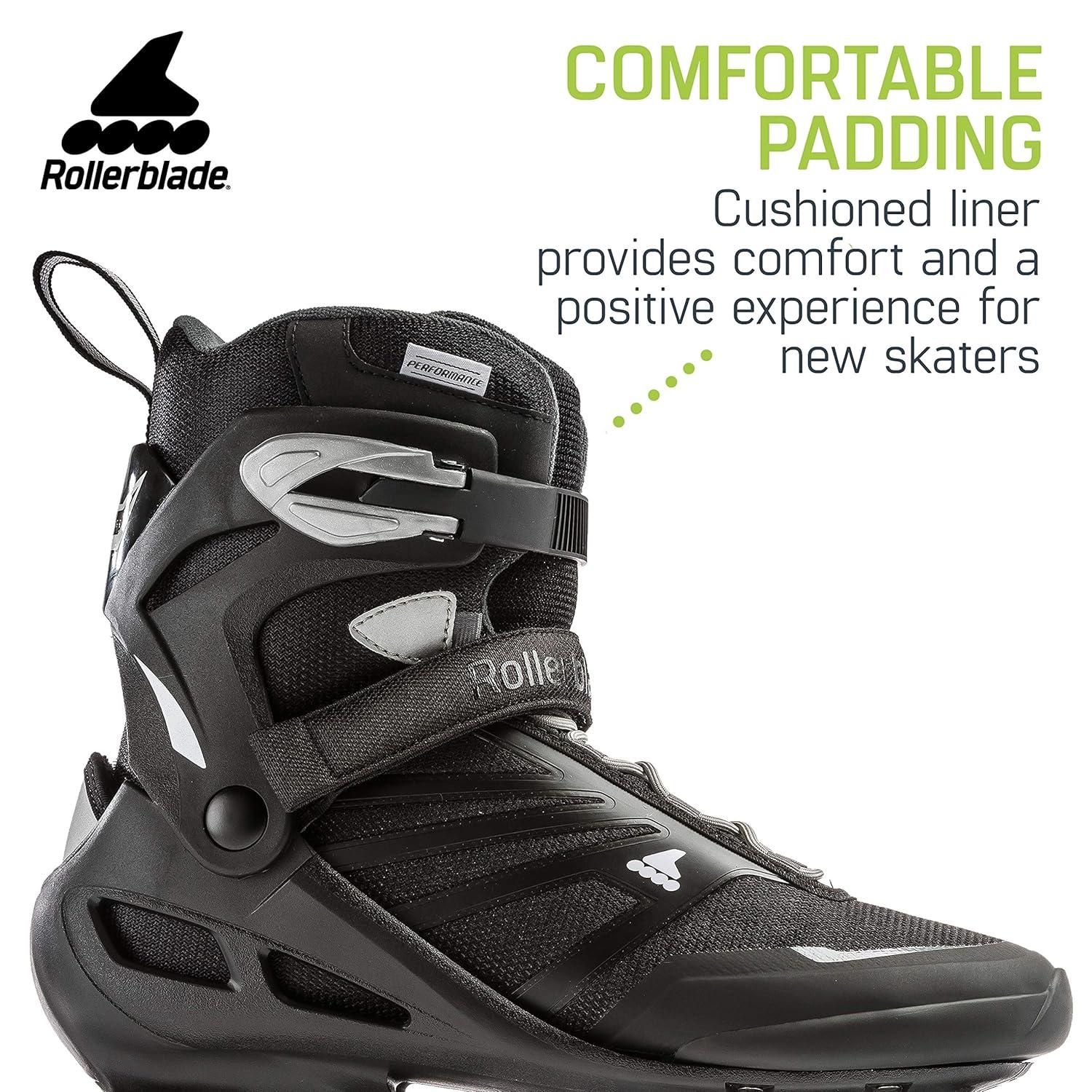Rollerblade USA Zetrablade Mens Adult Size 12 Fitness Inline Skate, Black/Silver