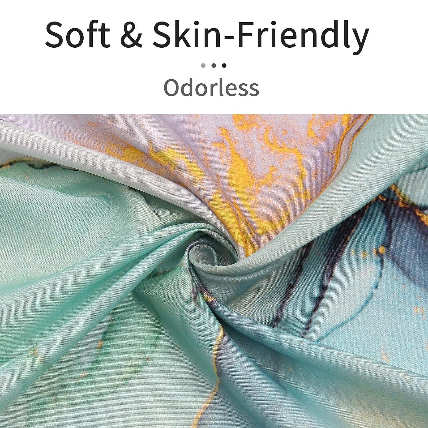 Abstract Marble Shower Curtain, Blue Green Purple Jade Texture Gold Stripes Ombre Watercolor Paint, Modern Ink Art Decor Waterproof Fabric Shower Curtain for Bathroom Set with Hooks, 71 x 71