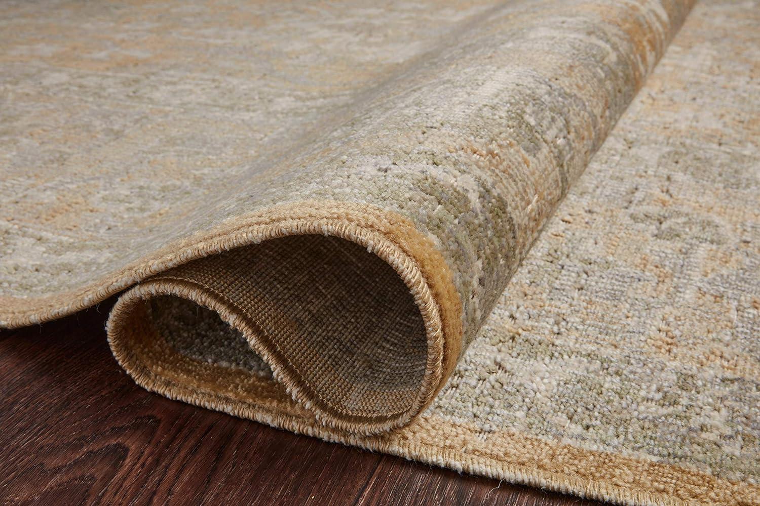 Elegant Gold and Sand 2'7" x 12' Runner Rug with Easy Care Synthetic Fibers