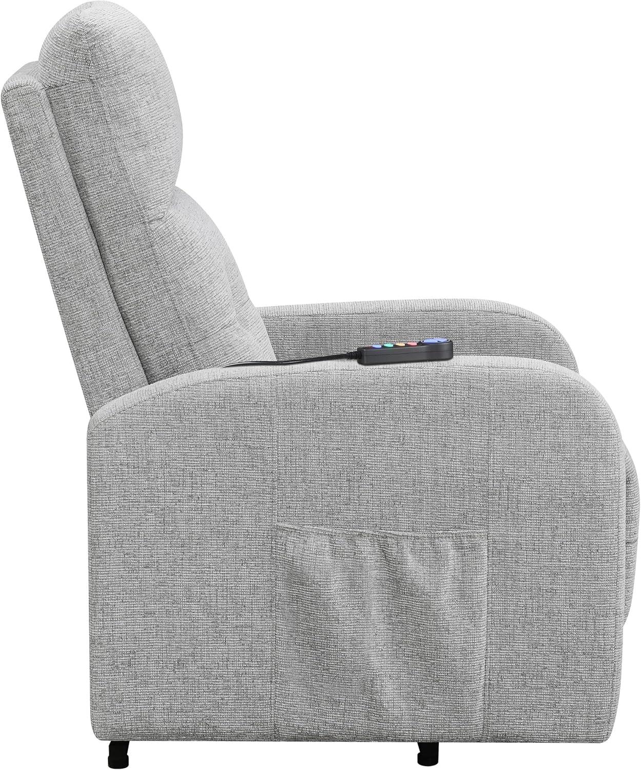 Coaster Howie Tufted Fabric Upholstered Power Lift Recliner in Gray