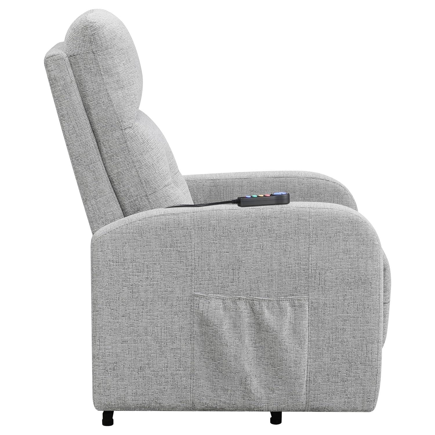 Coaster Howie Tufted Fabric Upholstered Power Lift Recliner in Gray