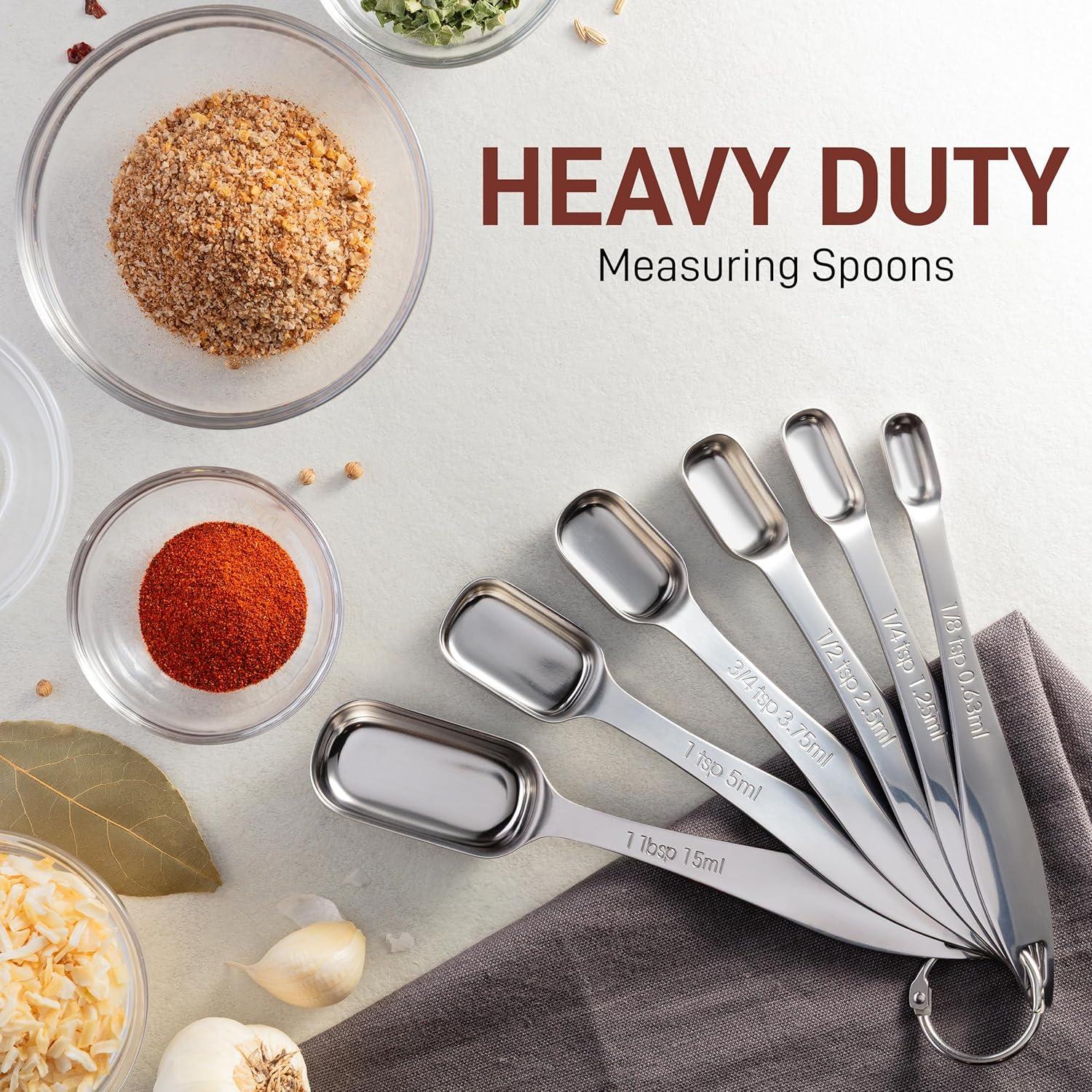 Zulay Kitchen Zulay Kitchen Heavy Duty Stainless Steel Measuring Spoons Slim Design 6 Piece Measuring Spoons