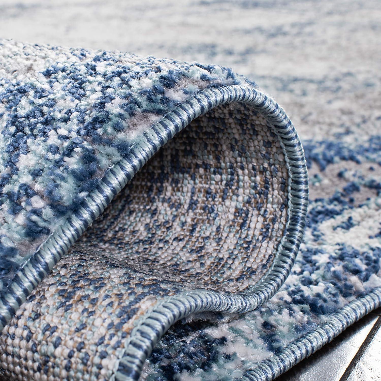 Aston ASN704 Power Loomed Indoor Runner Rug - Navy/Grey - 2'x7' - Safavieh