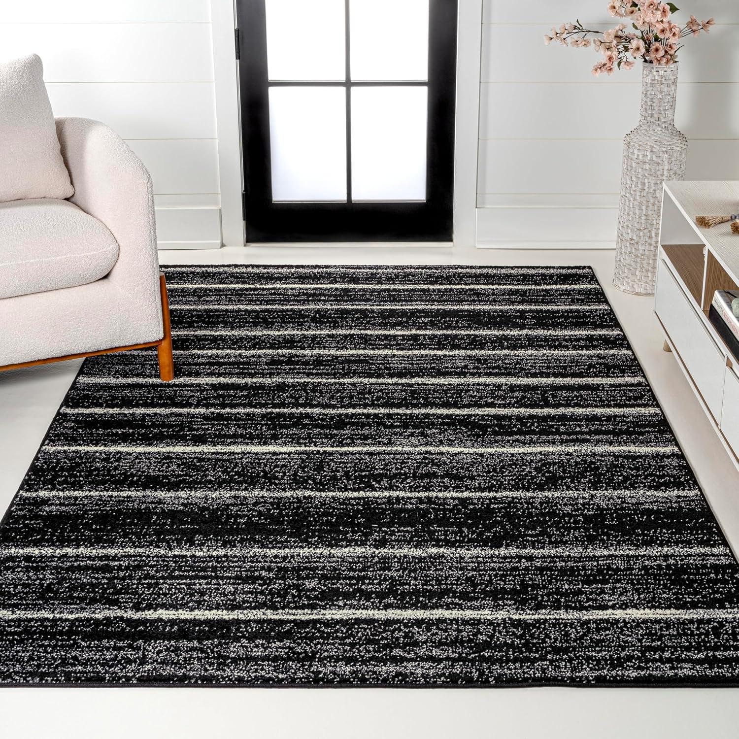JONATHAN Y Williamsburg Minimalist Stripe Black/Cream 8 ft. x 10 ft. Area Rug