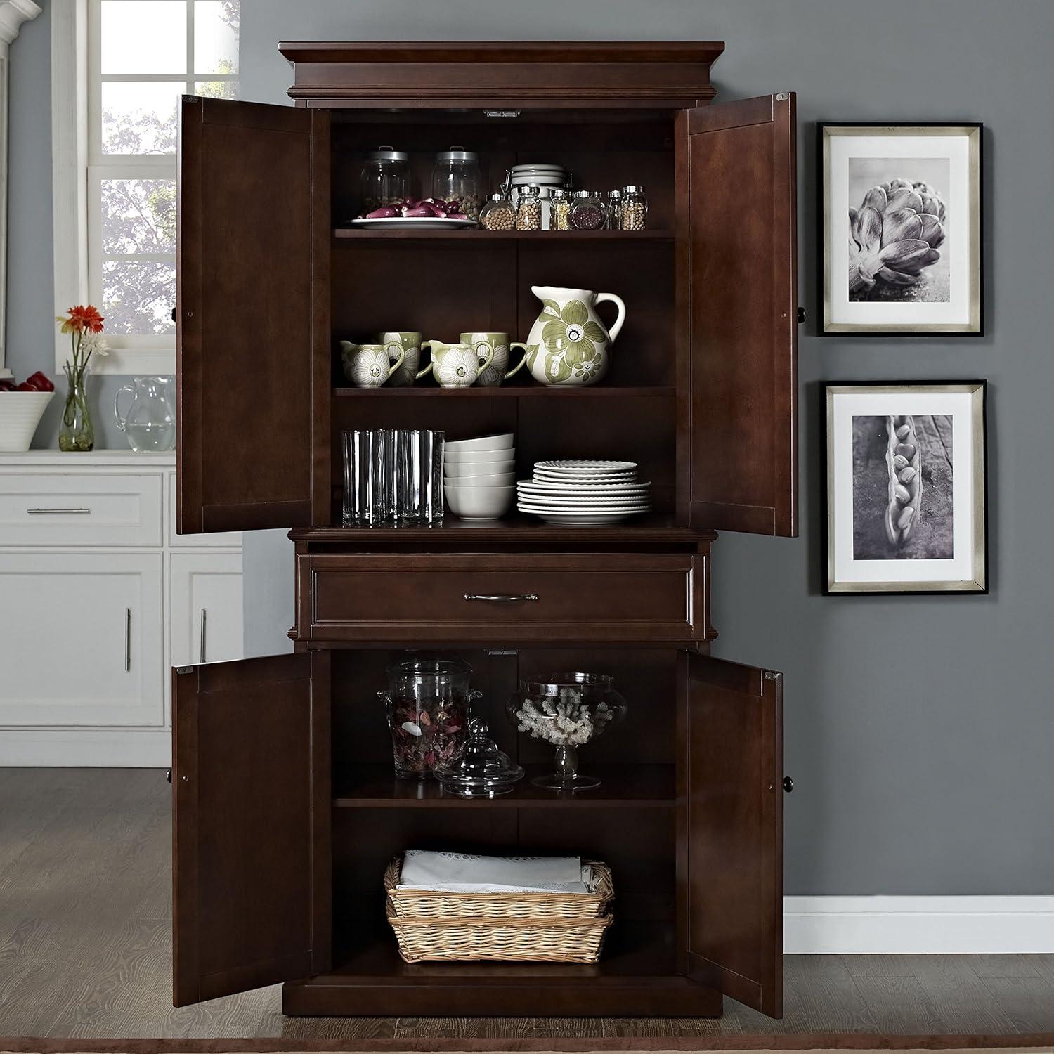 Vintage Mahogany Raised Panel 39" Pantry Cabinet with Adjustable Shelves