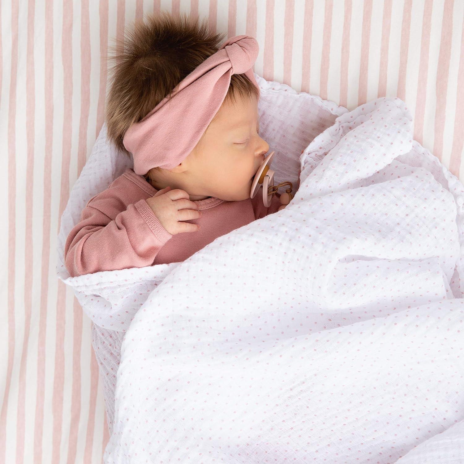Ely's & Co. Baby Fitted Waterproof Crib Sheet  100% Combed Jersey Cotton  Mauve Pink Stripes & Splash 2 Pack
