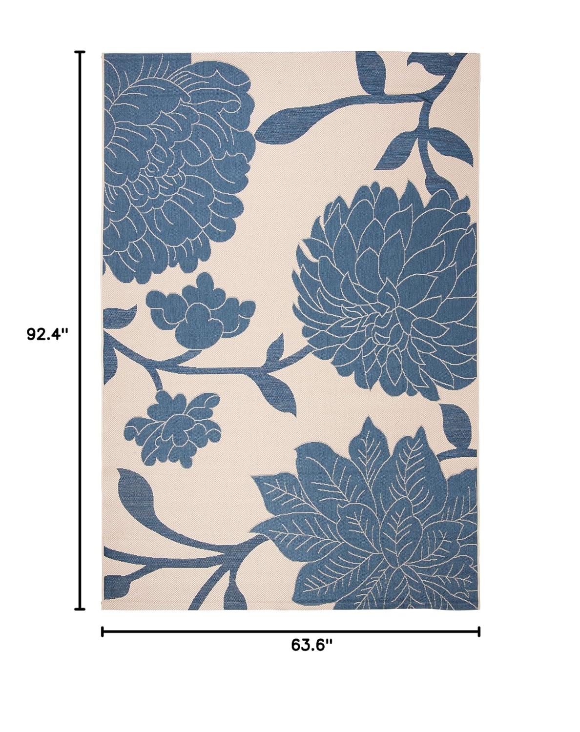 SAFAVIEH Courtyard Tyson Floral Indoor/Outdoor Area Rug, Beige/Blue, 5'3" x 7'7"