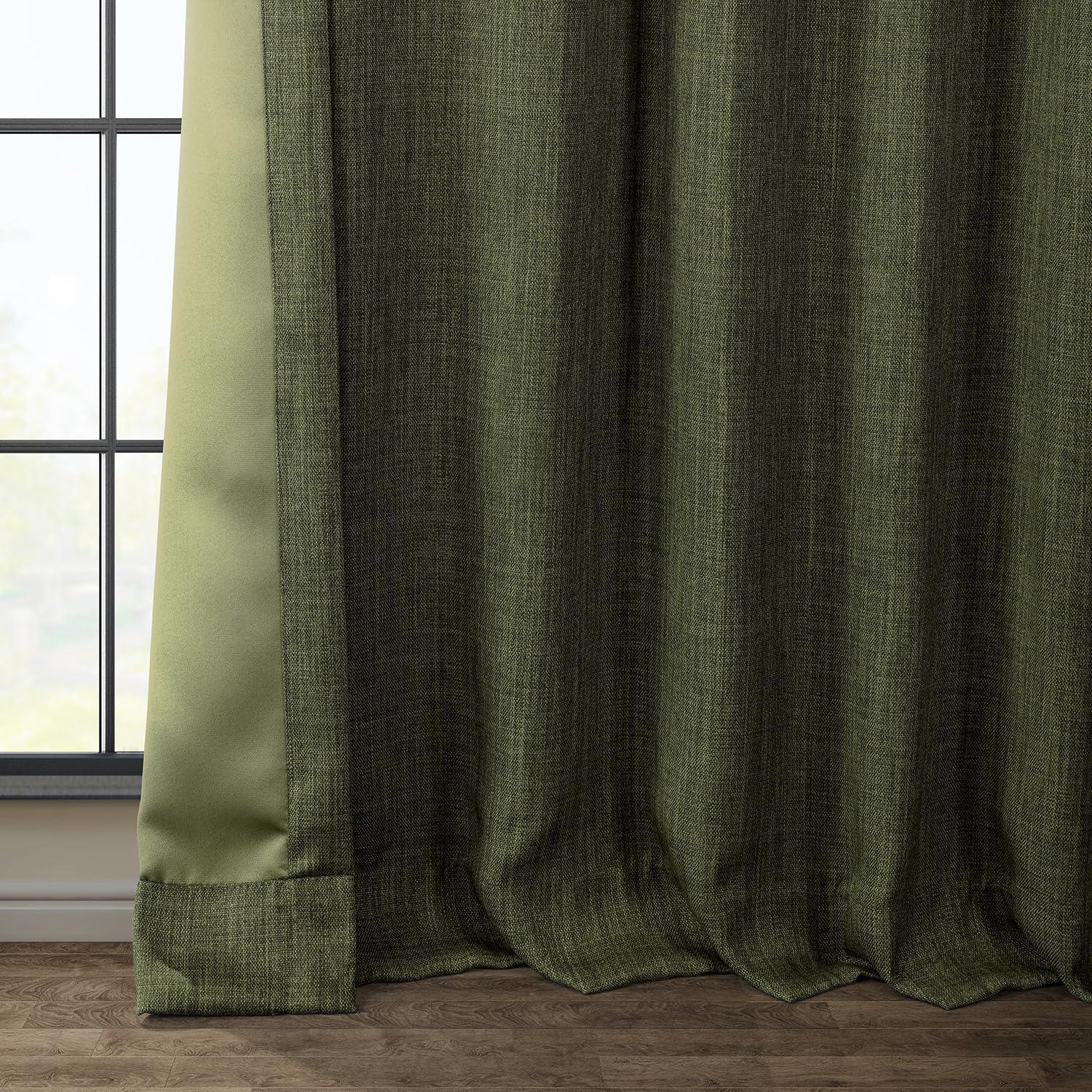 HPD Half Price Drapes Khaki Green Faux Linen Room Darkening Curtains for Bedroom & Living Room Curtains (1 Panel), Door & Window Curtains 84 inches long, Rod Pocket Curtains, 50W X 84L