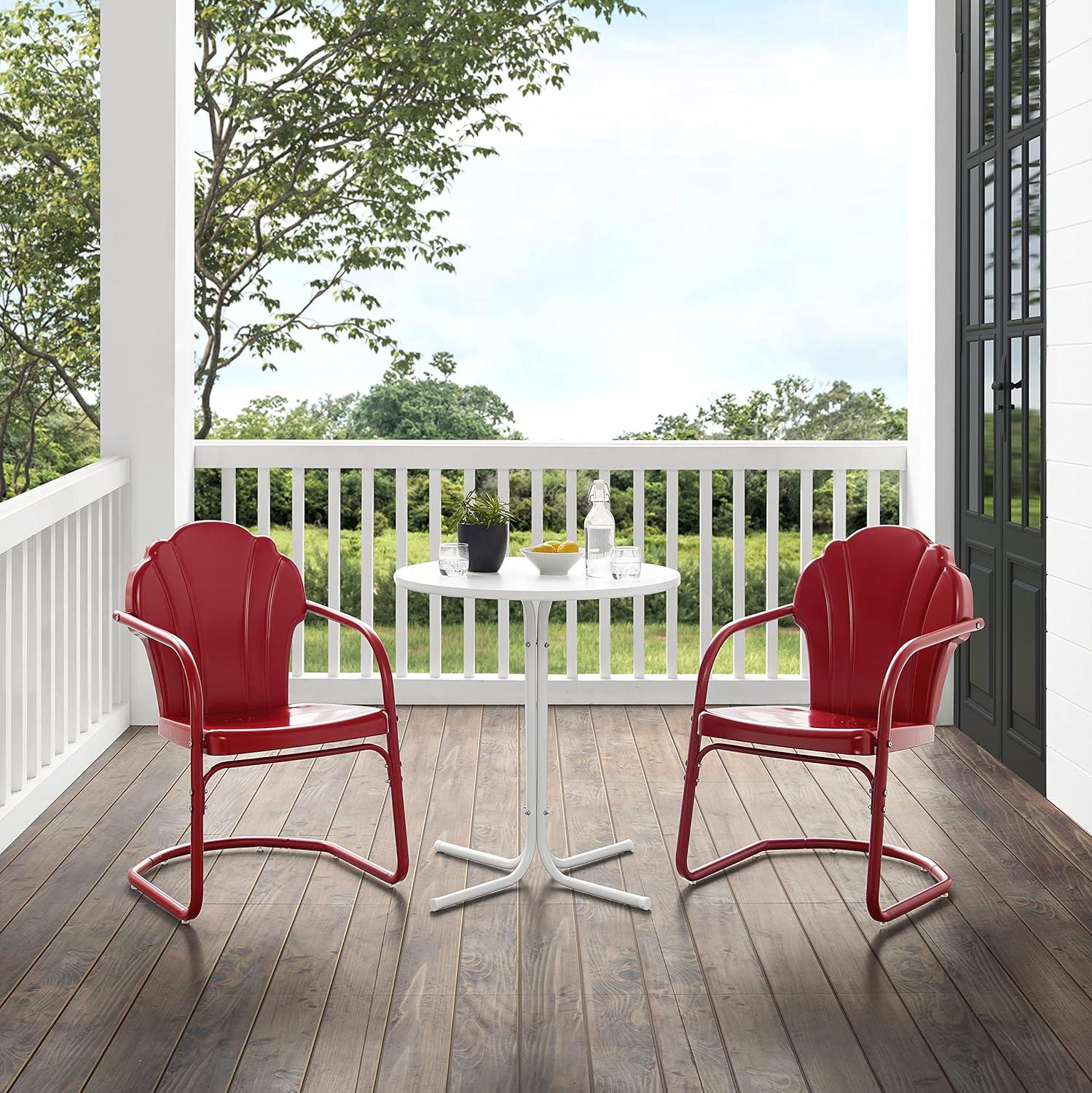 Crosley 3pc Tulip Retro Metal Bistro Set Red