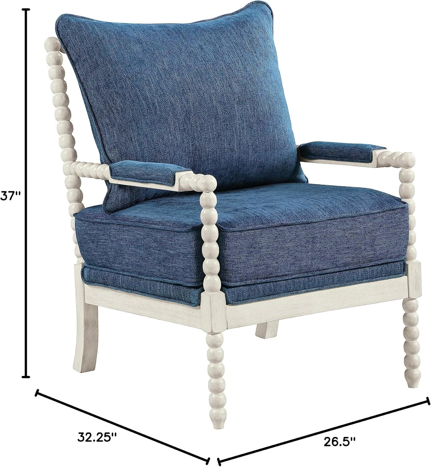 Kaylee Classic Blue Spindle Chaise with White Wood Frame