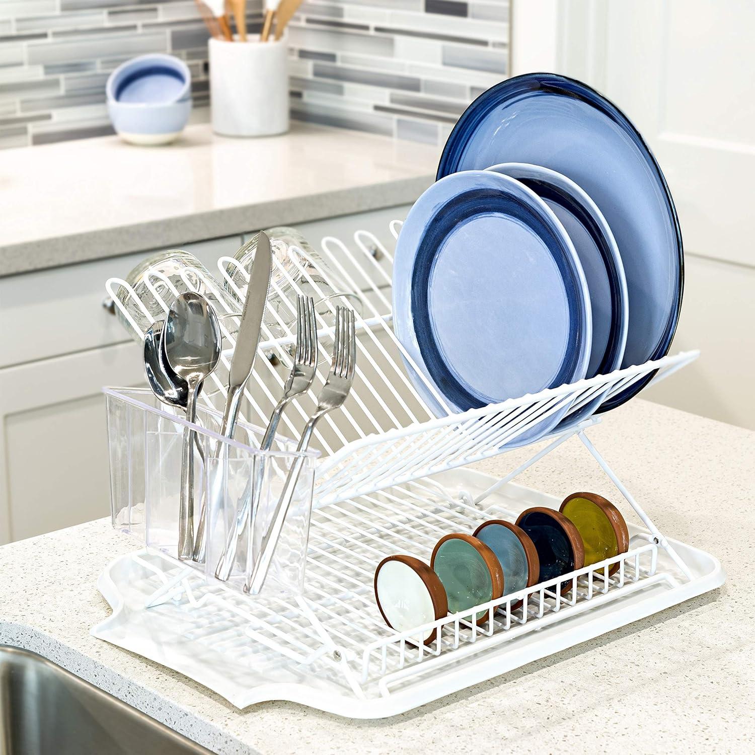 Clear Plastic 3-Section Cutlery Drain Caddy