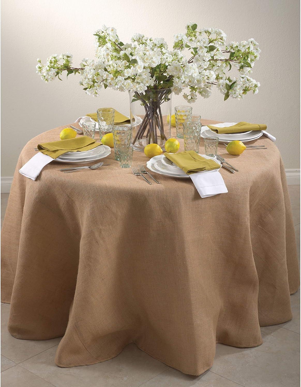 96" ROUND Natural BURLAP TABLECLOTH Table Cover Wedding Party Catering rustic