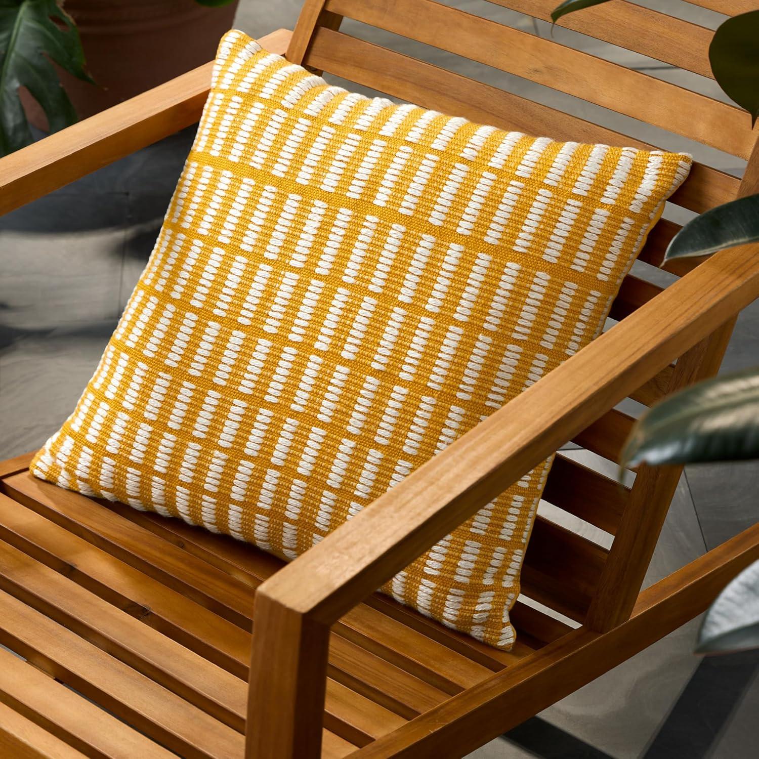 Yellow and Ivory 20" Square Recycled Material Outdoor Pillow