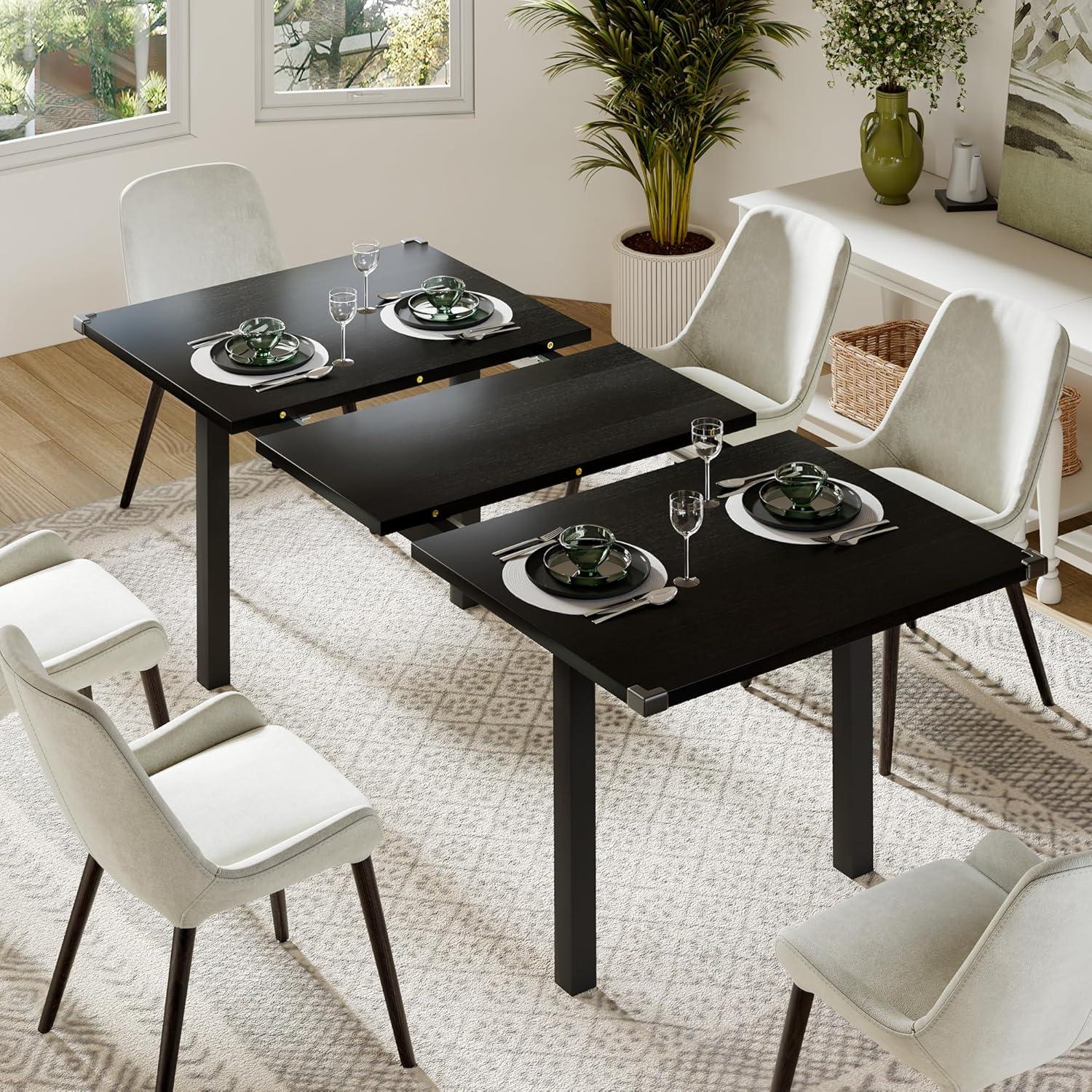 63" Black Extendable Modern Farmhouse Dining Table