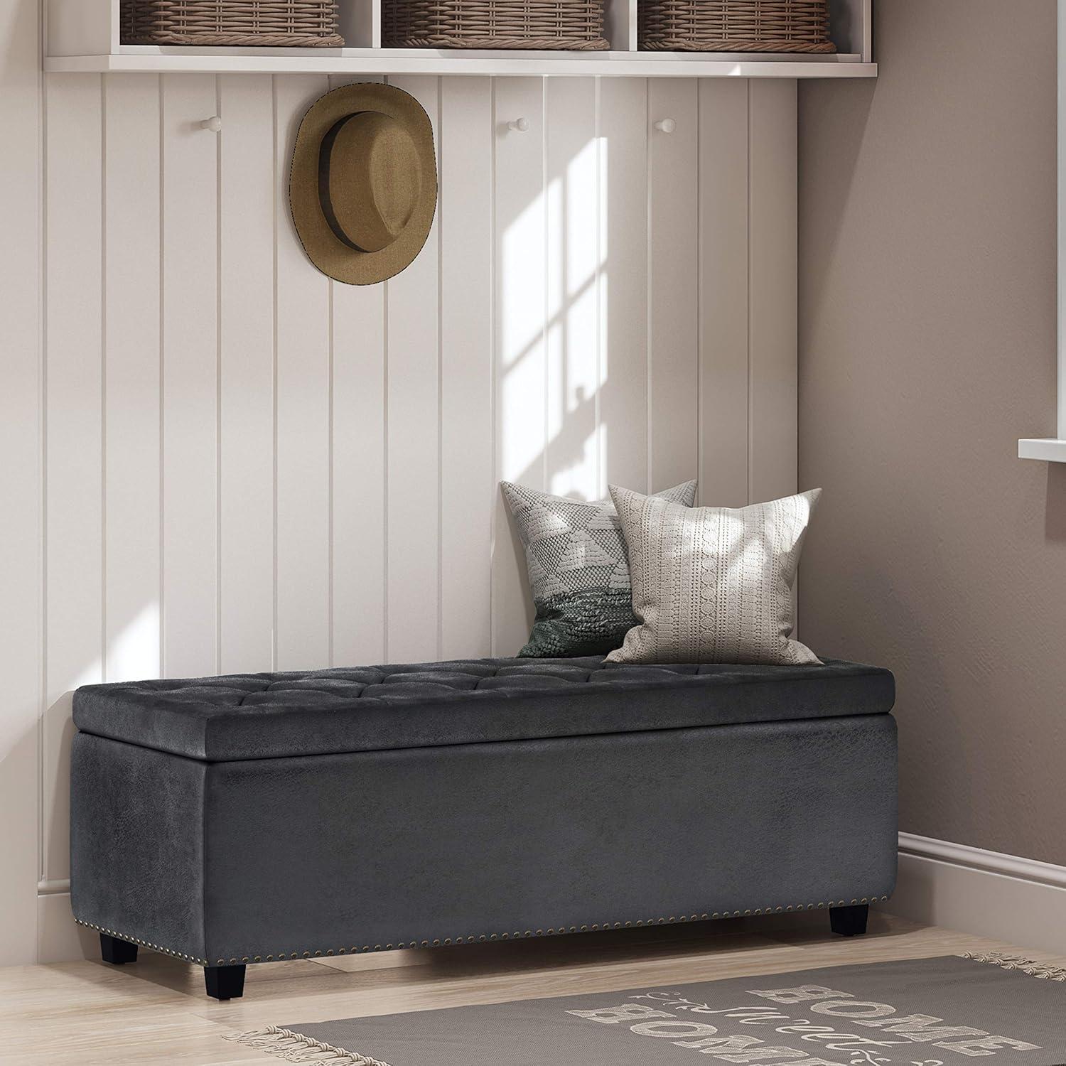 Simplihome Large Storage Ottoman Bench, Hamilton