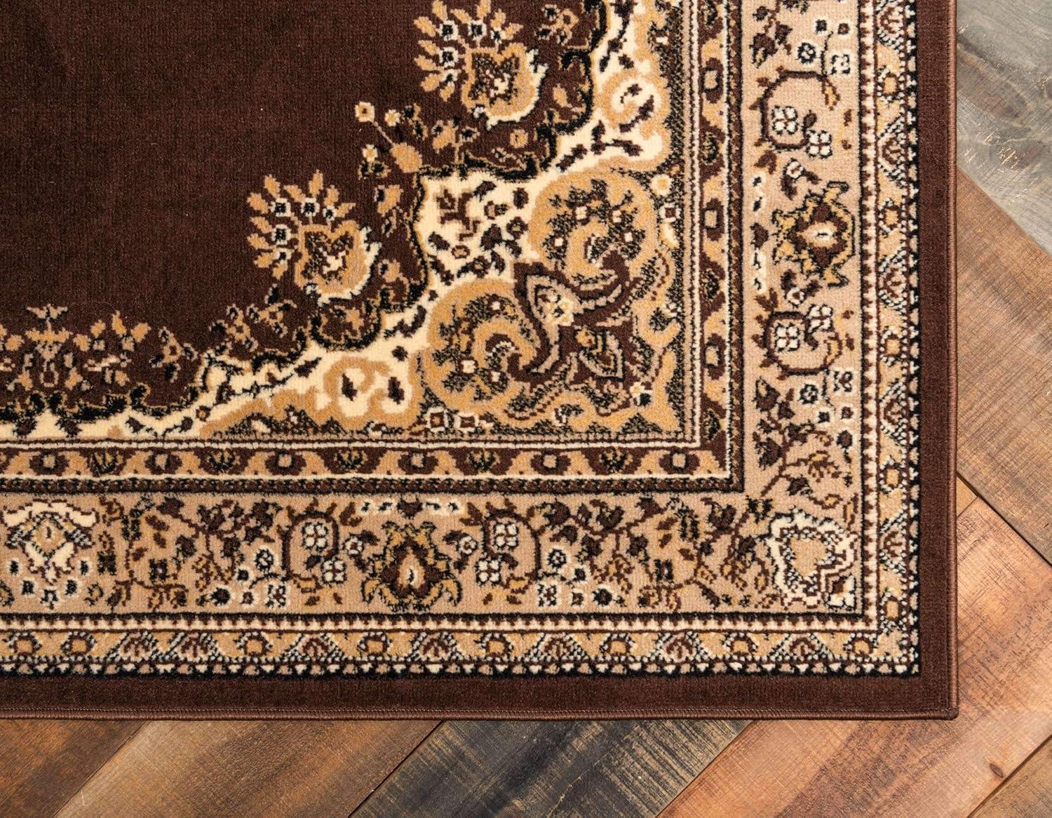 Unique Loom Washington Reza Rug Brown/Black 5' 1" x 8' Rectangle Floral French Perfect For Living Room Bed Room Dining Room Office