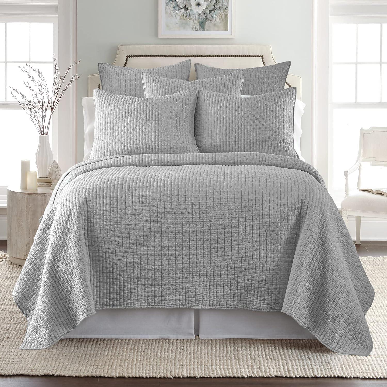 Gray Solid Quilt and Sham Set (Twin) 2pc - The Industrial Shop