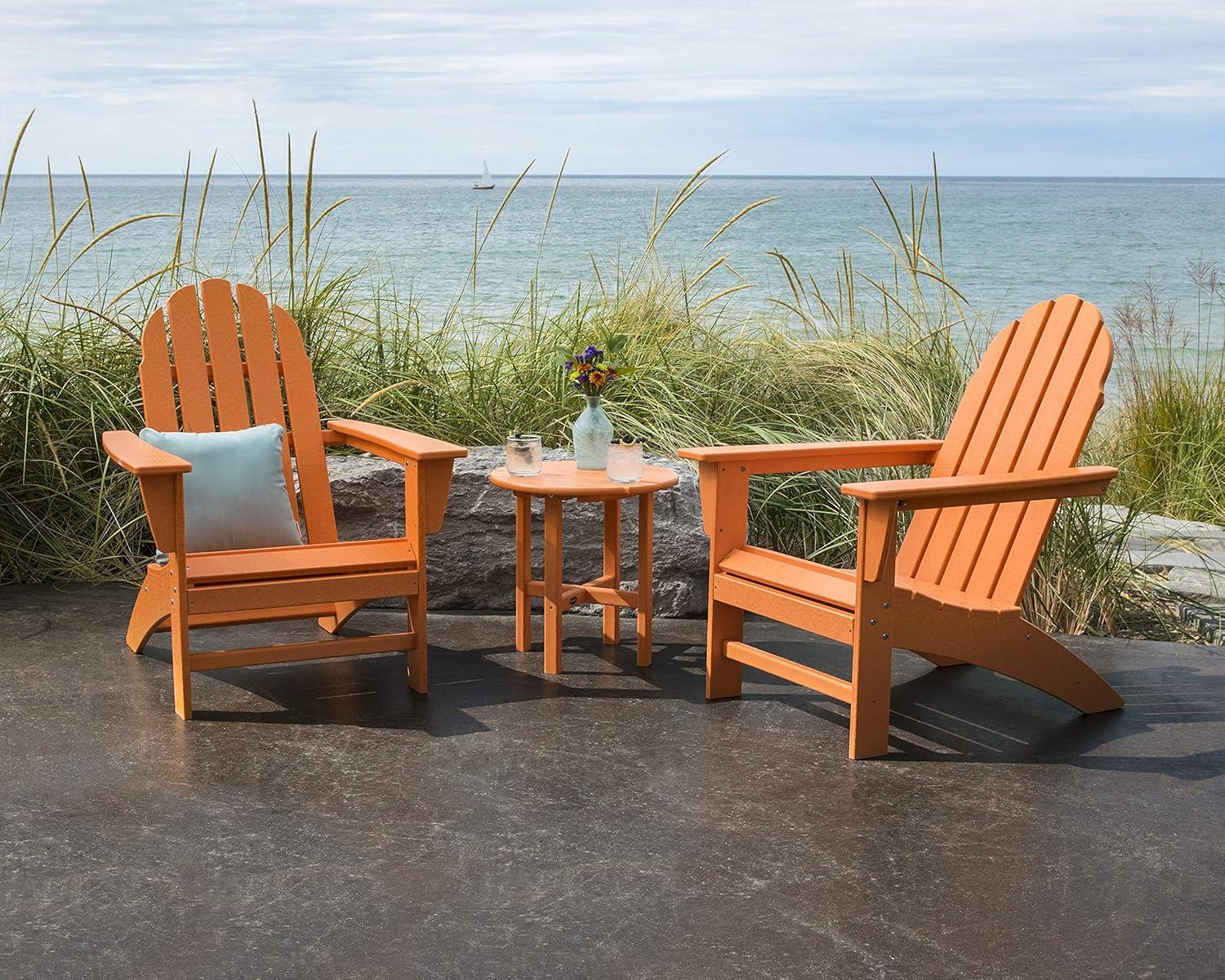 Teak 3-Piece Adirondack Chair Set with Round Side Table