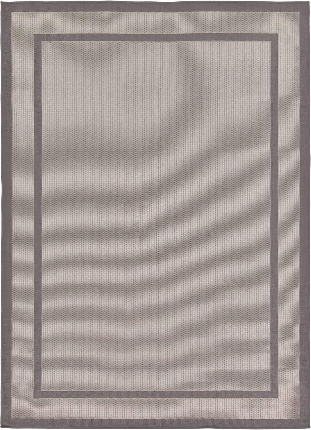 Unique Loom Outdoor Border Collection Area Rug - Border (7' 1" x 10' Rectangle Gray/Silver)